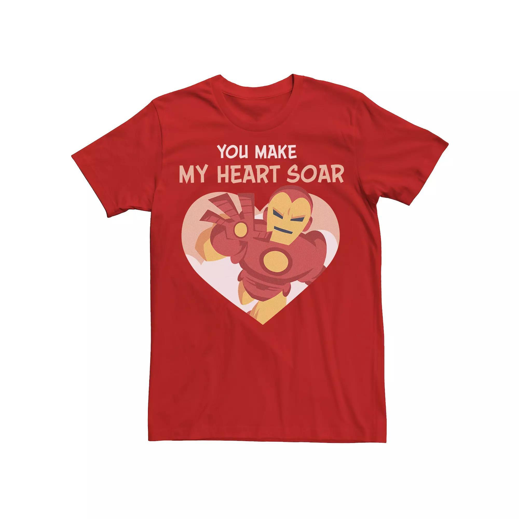 Men's Marvel Iron Man You Make My Heart Soar Valentine Card Tee,  Product Image