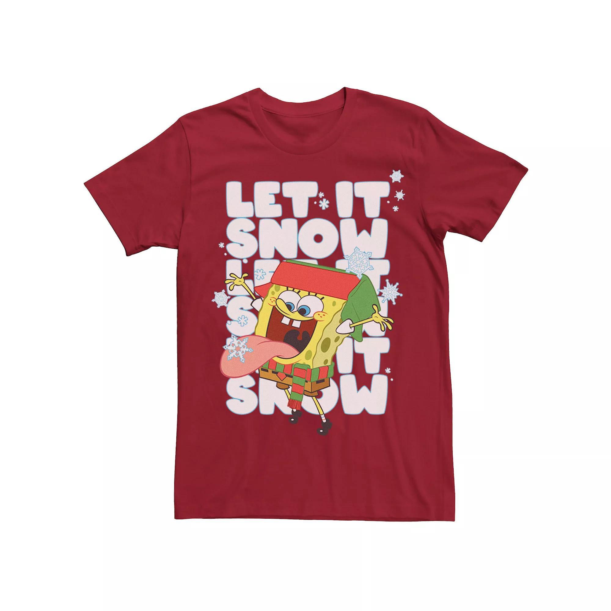 Men's Spongebob Squarepants Let It Snow Tee, Size: 3XL, Navy Grey Product Image