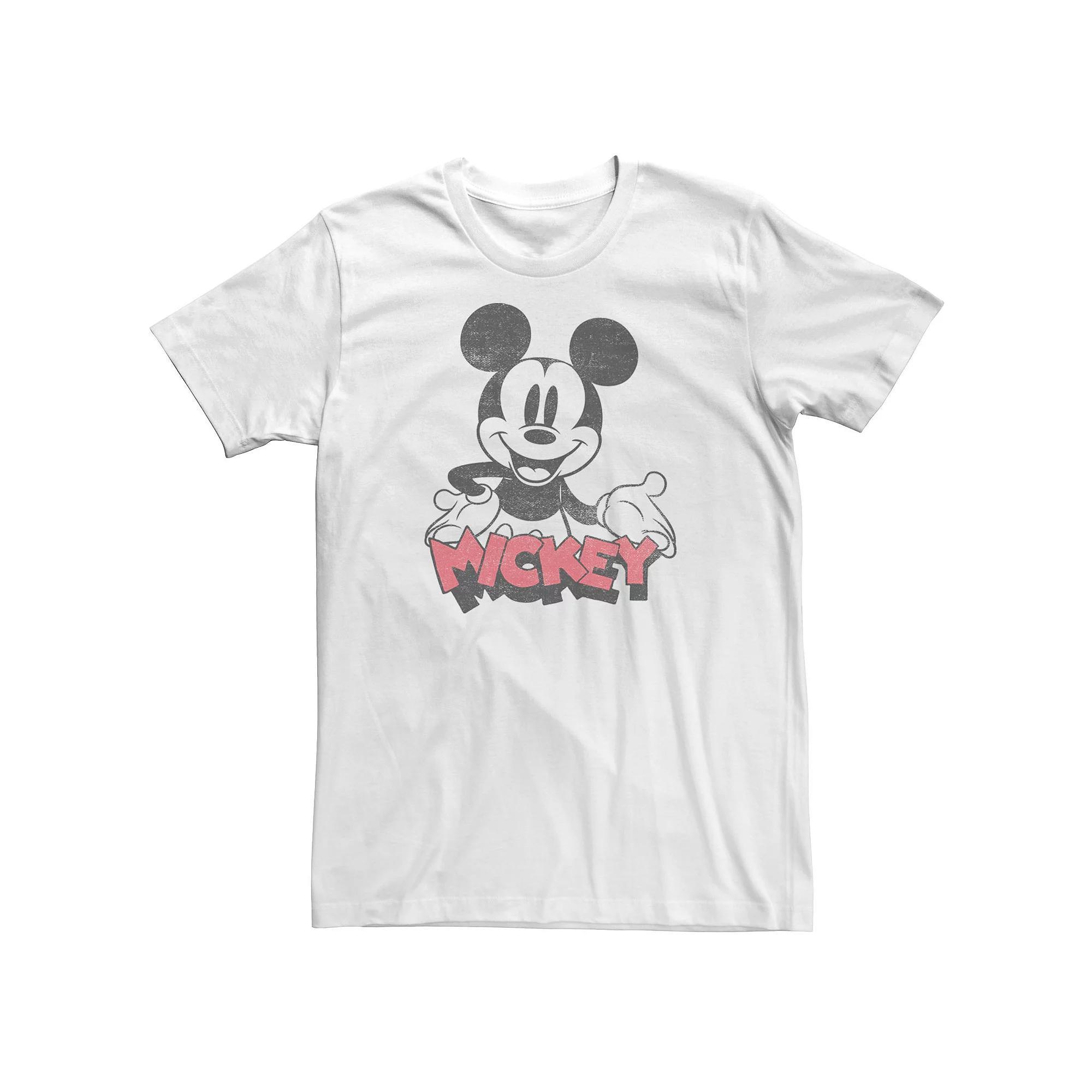 Big & Tall Disney Mickey Mouse Happy Tee, Men's, Size: 4XL, White Product Image