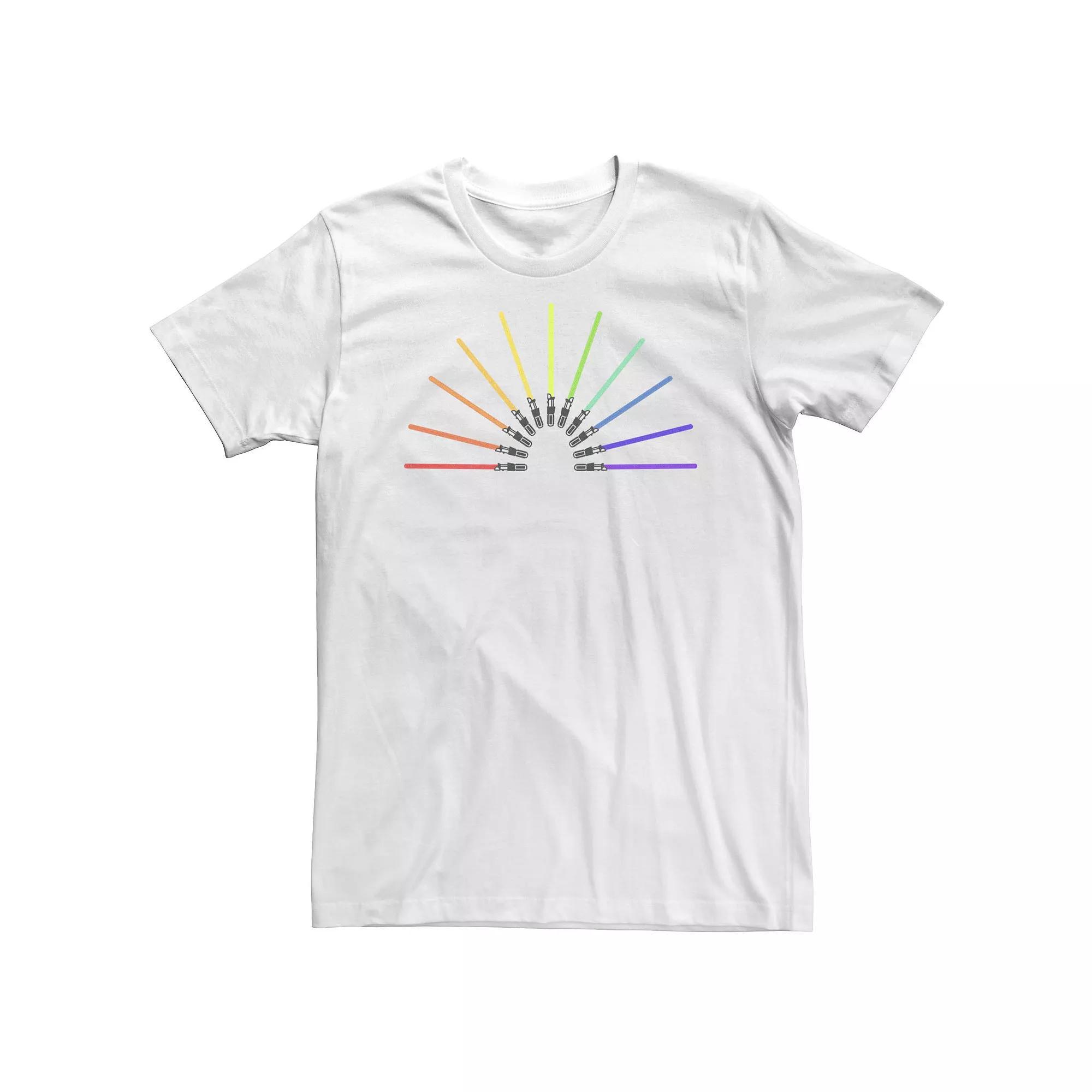 Big & Tall Star Wars Pride Rainbow Lightsabers Tee, Men's, Size: XL Tall, White Product Image