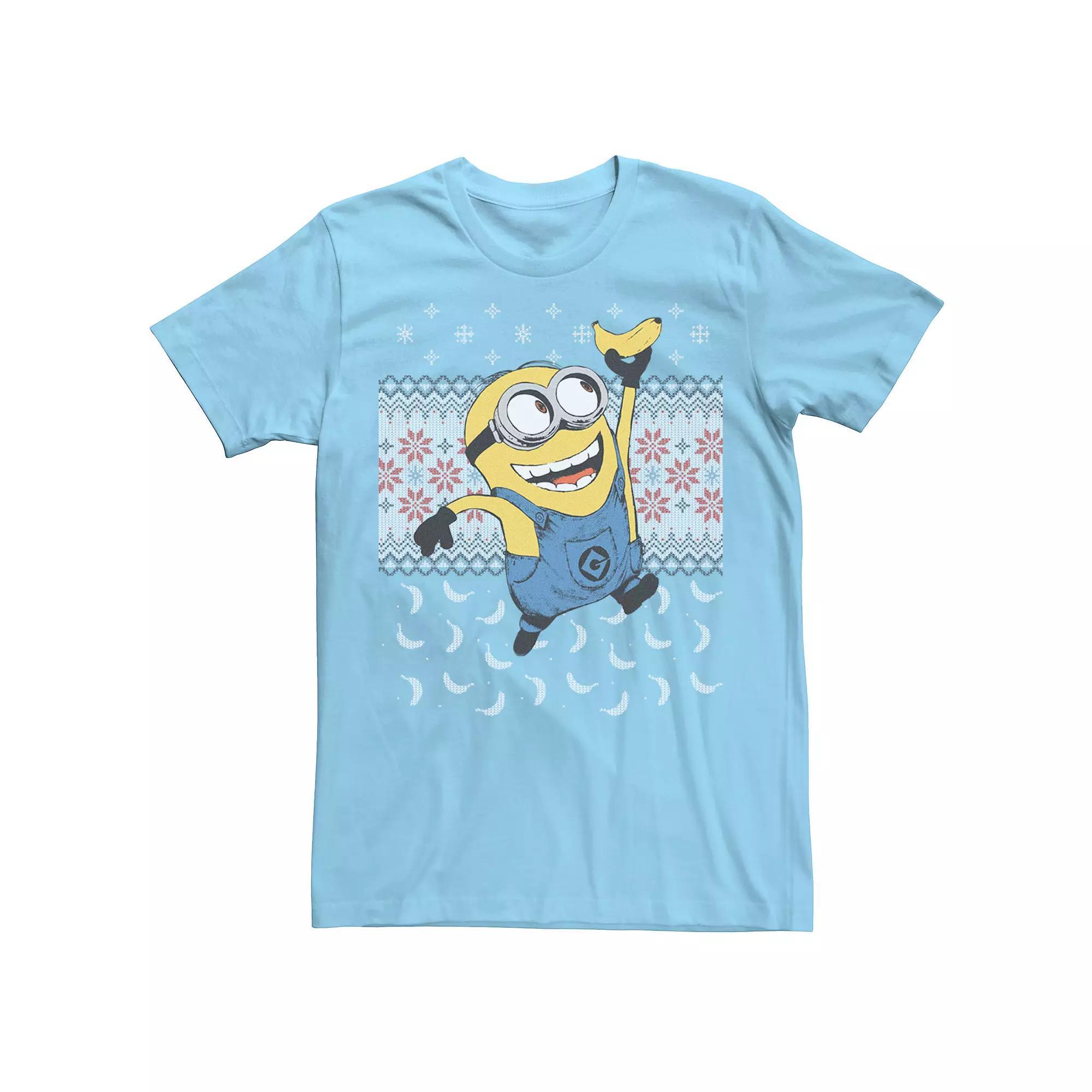 Men's Despicable Me Minions Banana Christmas Tee, Size: 3XL, Light Blue Product Image