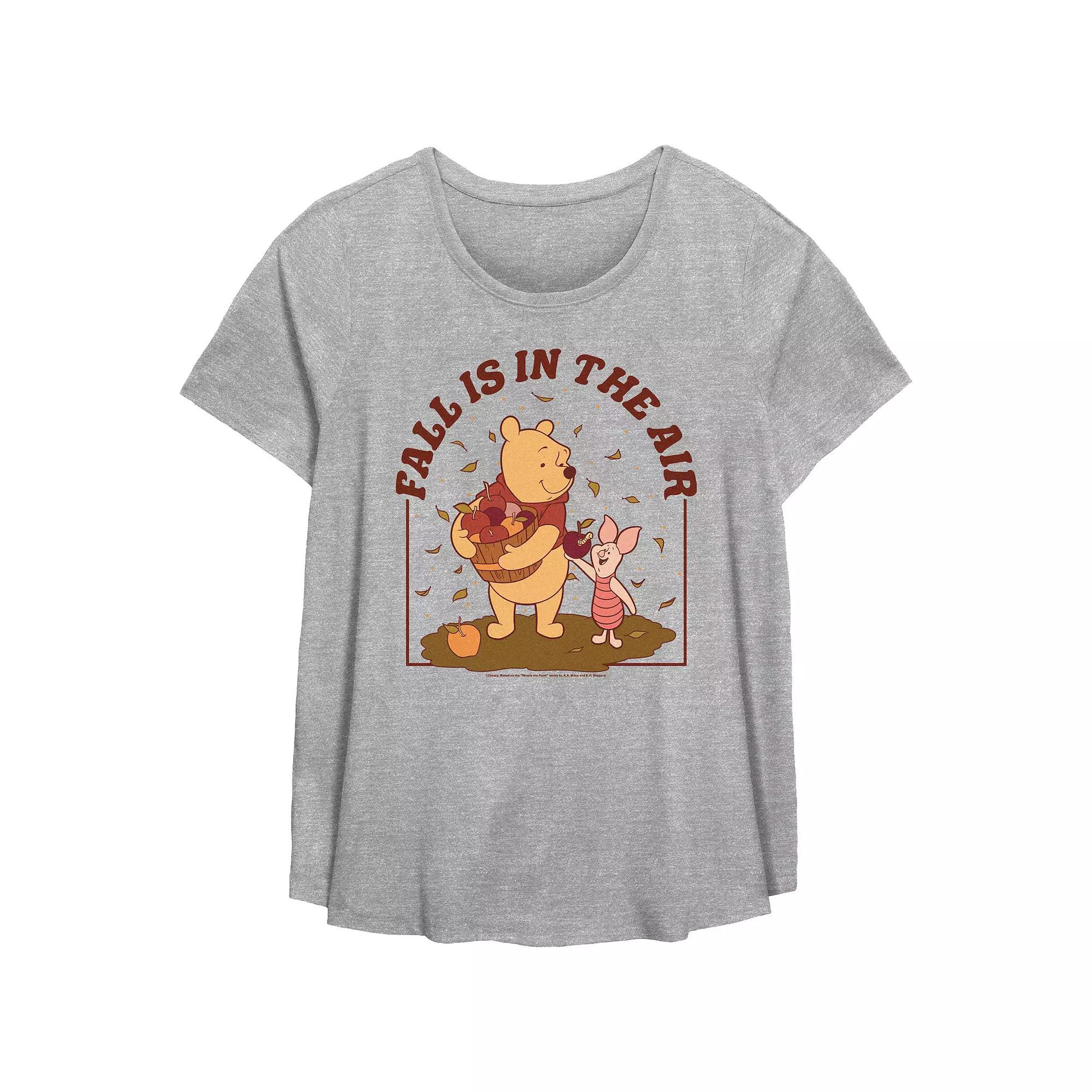 Disney's Winnie The Pooh Fall Is In The Air Plus Size Flowy Graphic Tee, Women's, Size: 4XL, Grey Gray Product Image