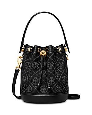 Tory Burch Mini T Monogram Bucket Bag Black One Size Product Image