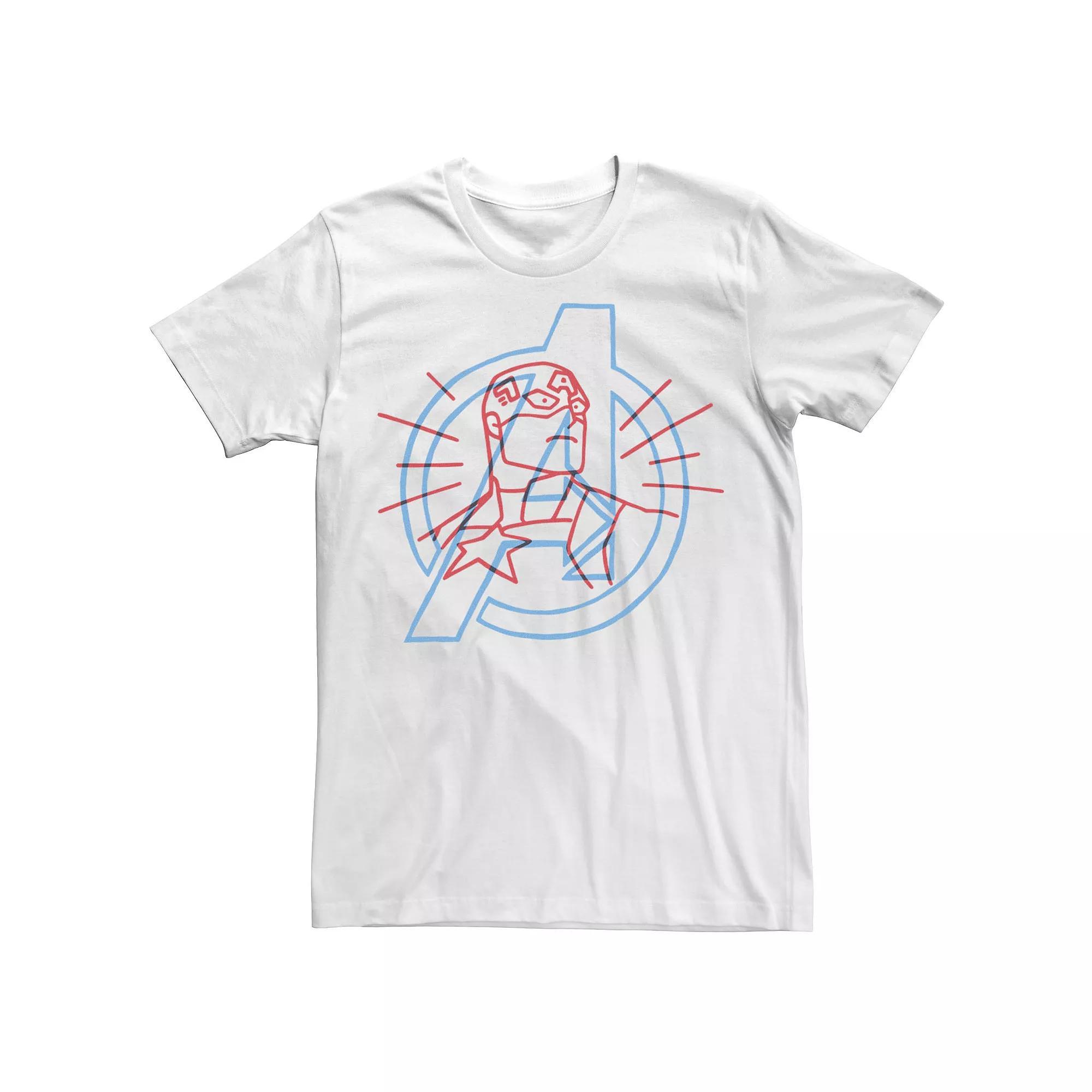 Men's Marvel Avengers Captain America Outlined Logo Tee,  Product Image