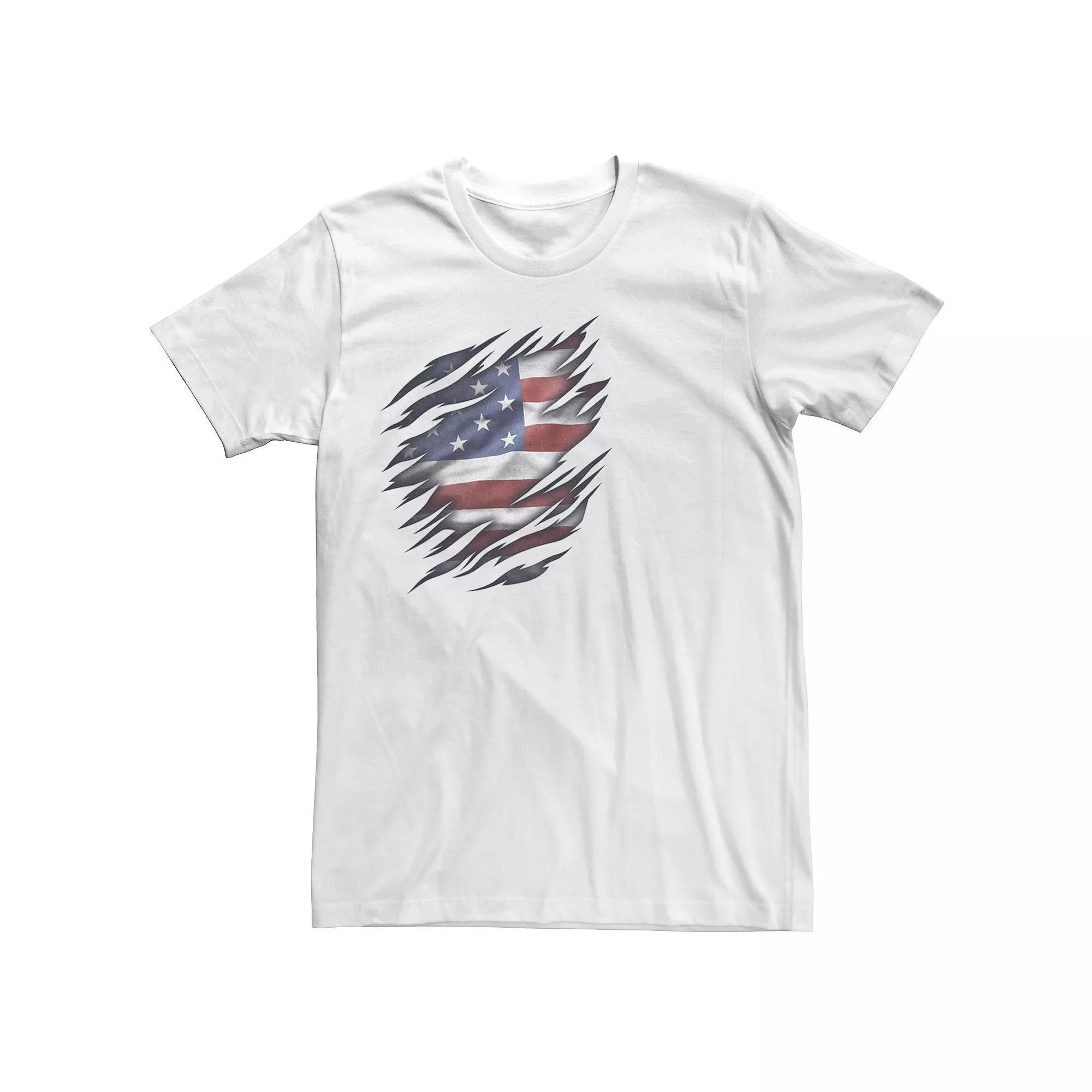 Big & Tall Ripped American Flag Patriotic Tee, Men's,  Product Image