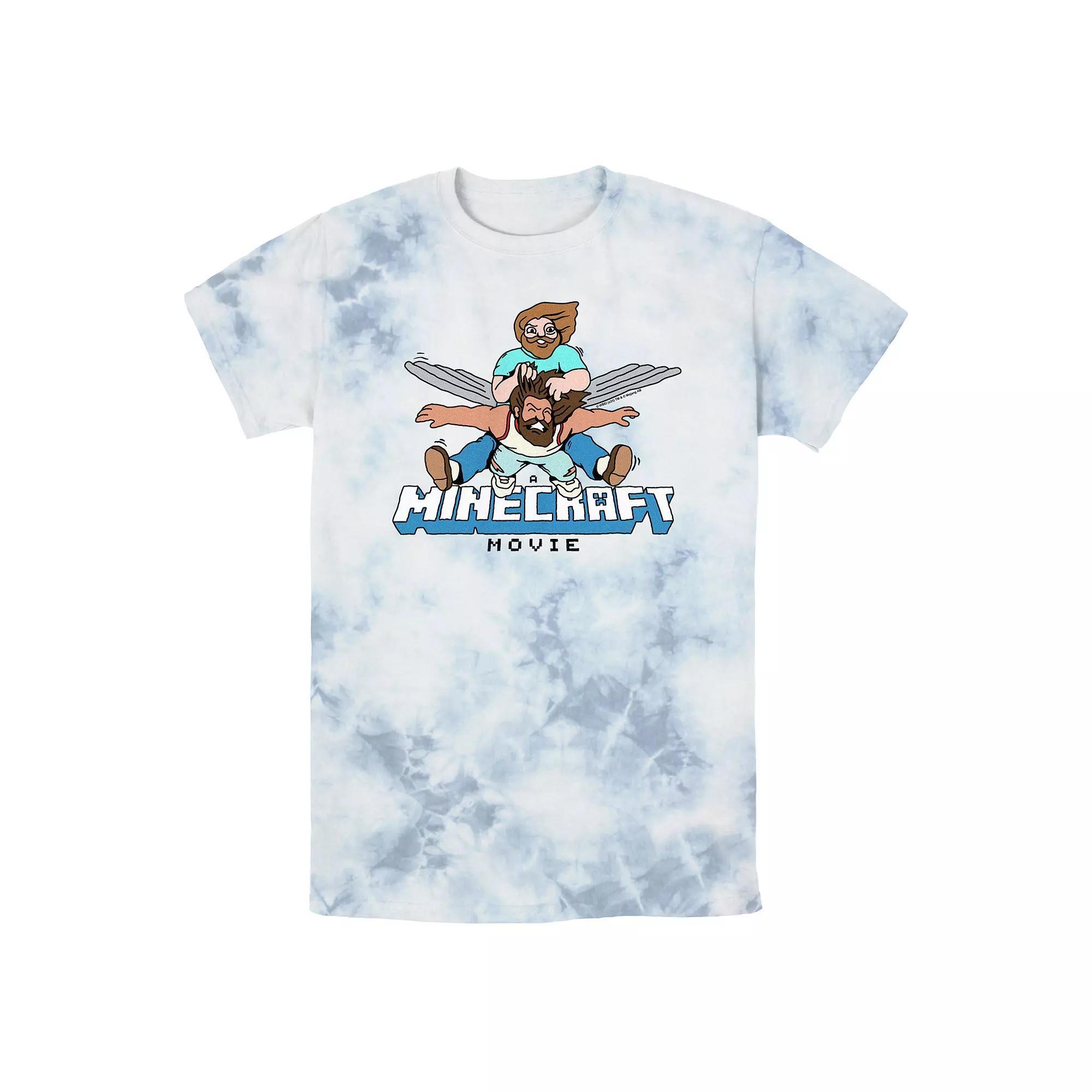 Men's Minecraft Movie Heroes Flying Bombard Wash Graphic Tee, Size: XL, White Blue Product Image