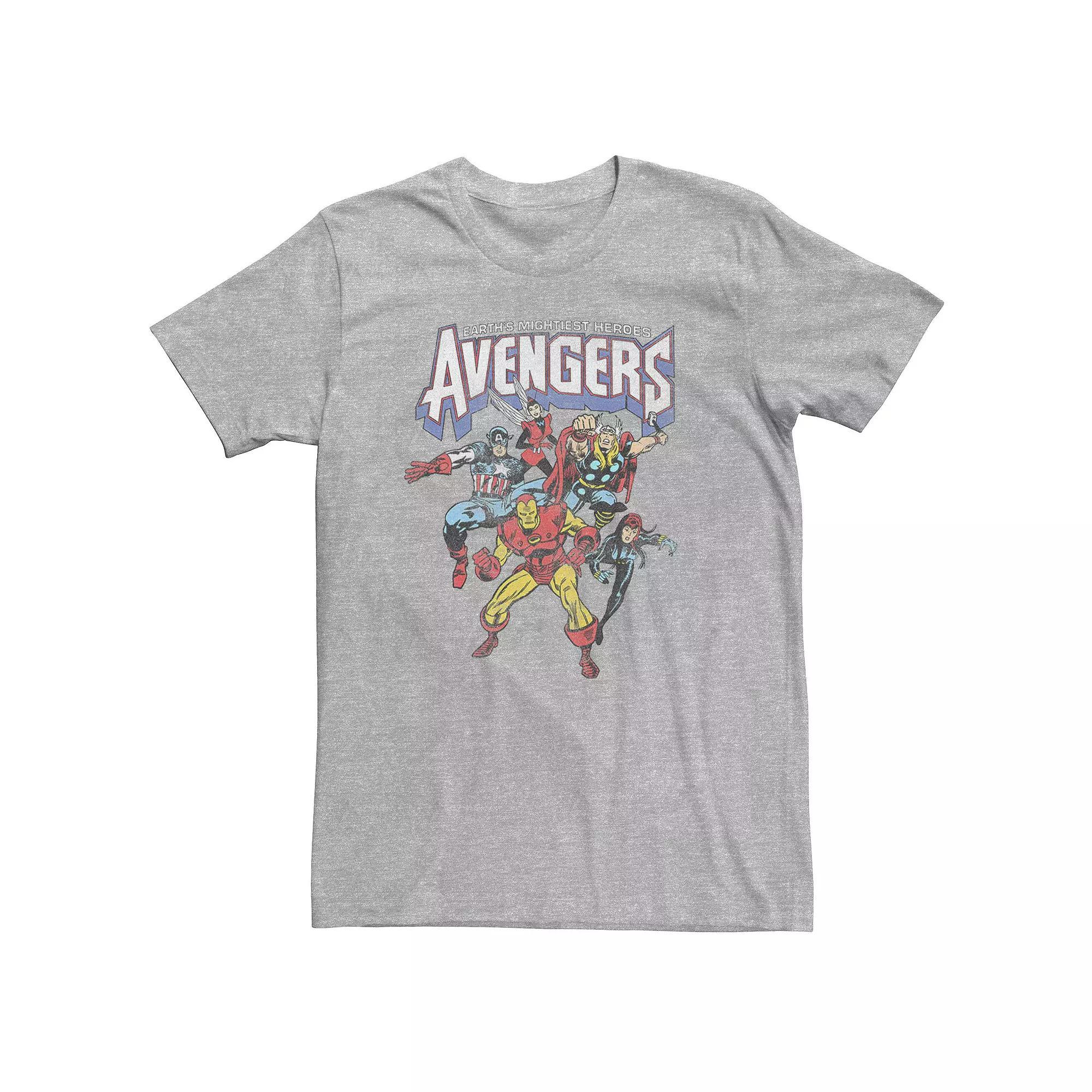 Big & Tall Marvel Avengers Classic Vintage Group Shot Tee, Men's, Size: 3XL Tall, Athletic Grey Product Image