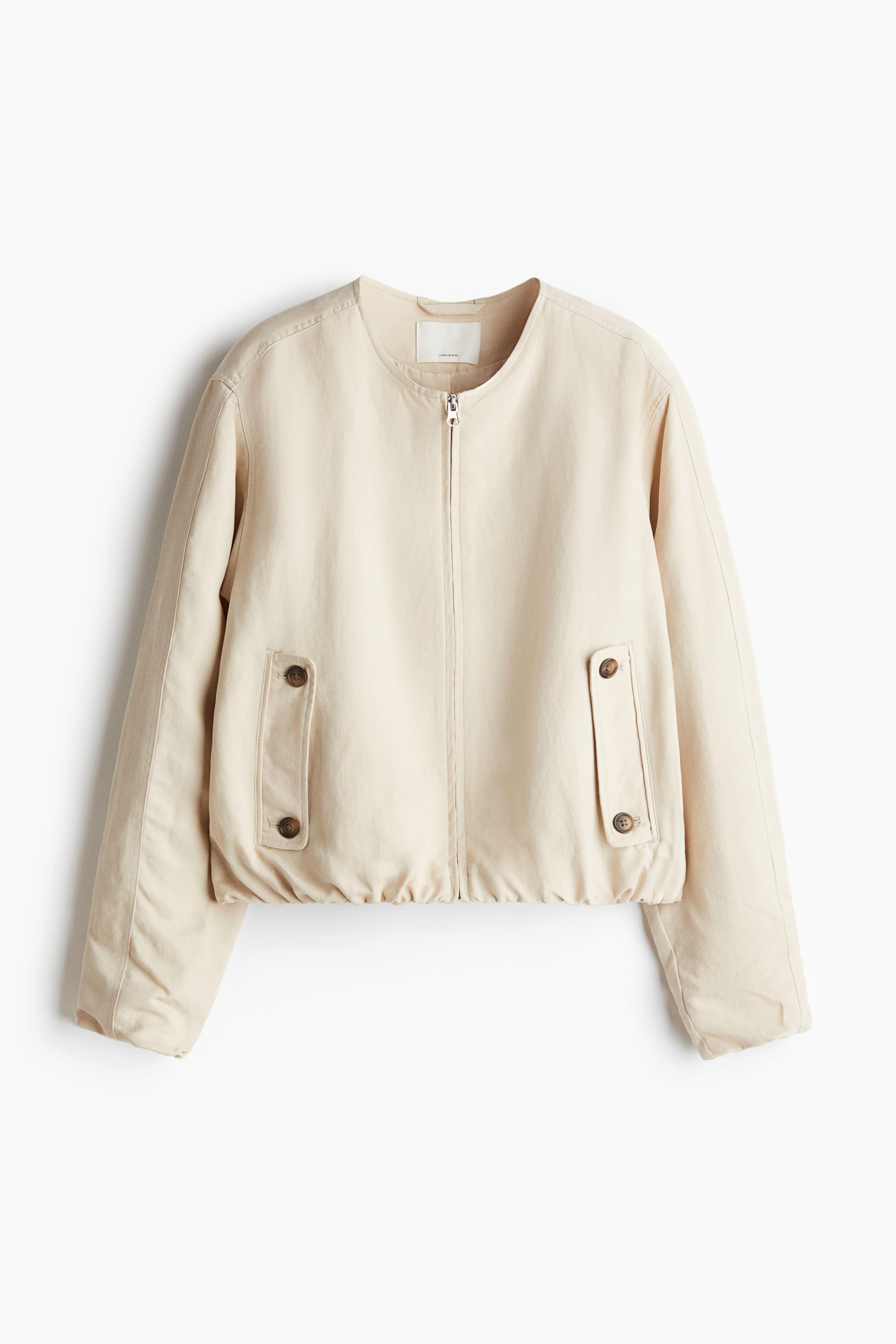 Linen-Blend Bomber Jacket Product Image