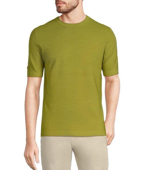 Murano Solid Textured Short Sleeve Crew Sweater Product Image