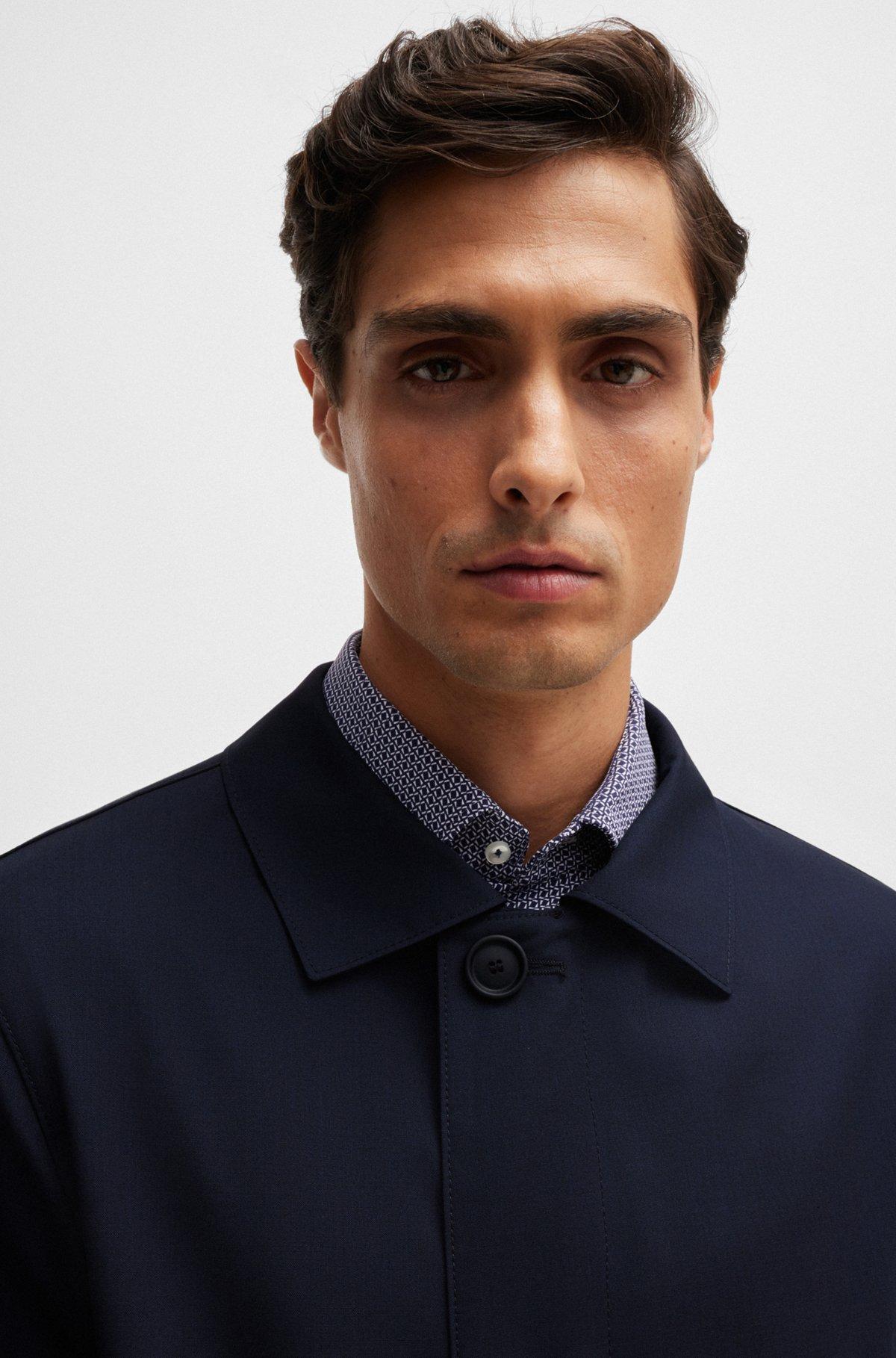 BOSS - Waterproof coat blended with wool - Dark Blue Product Image