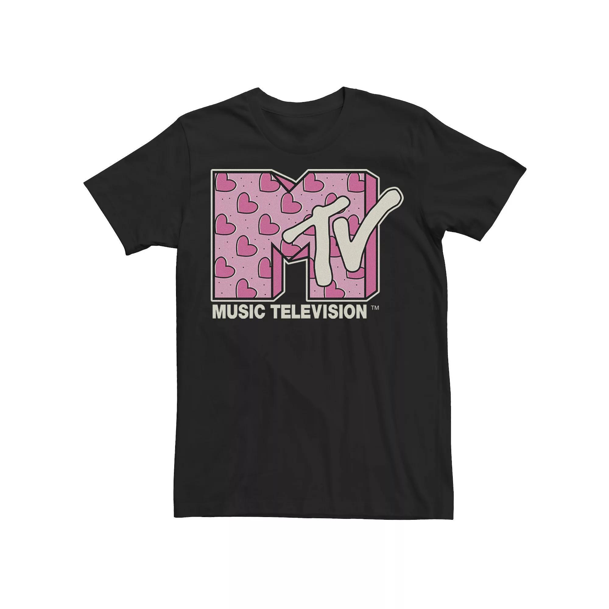 Big & Tall MTV Music Television Heart Doodle Logo Fill Tee, Men's, Size: 3XL, Black Product Image