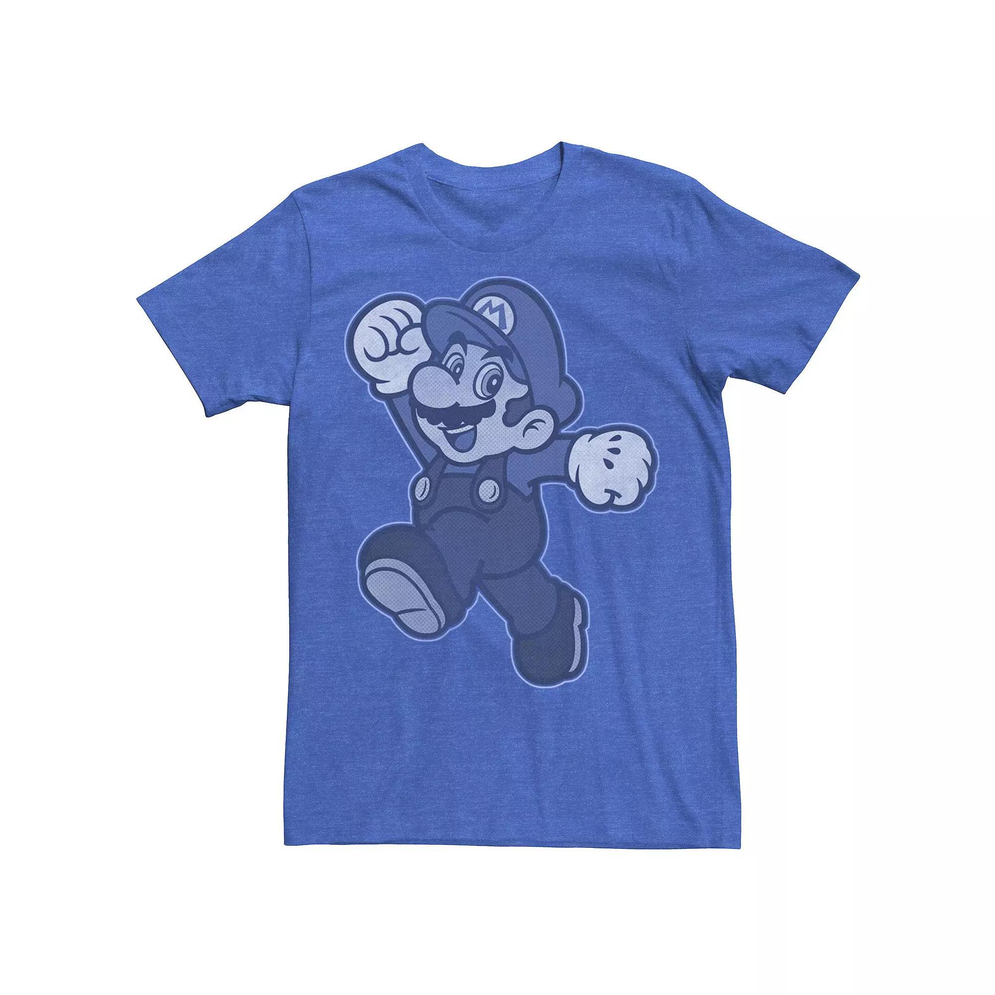 Men's Super Mario Tonal Blue Mario Portrait Tee, Size: Medium, Royal Grey Product Image