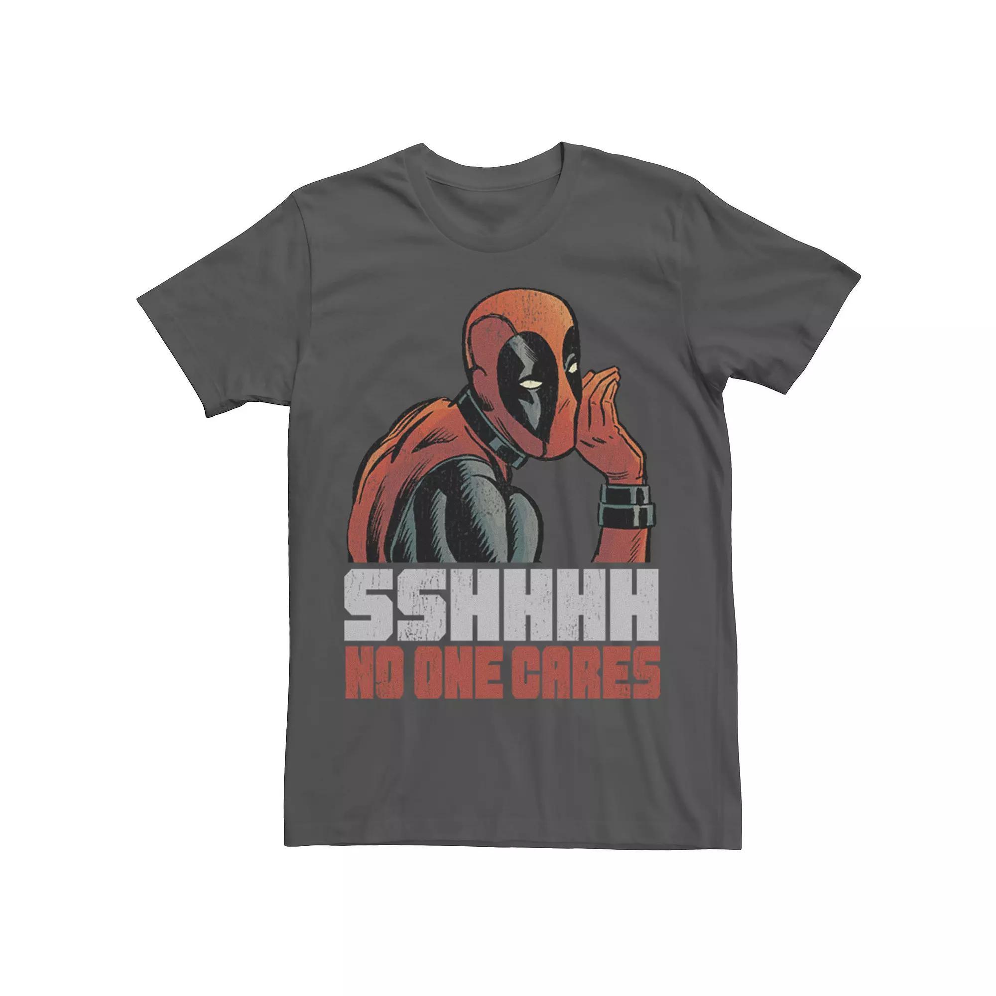 Men's Marvel Deadpool SSHHHH No One Cares Whisper Graphic Tee, Size: XL, Grey Heather Product Image