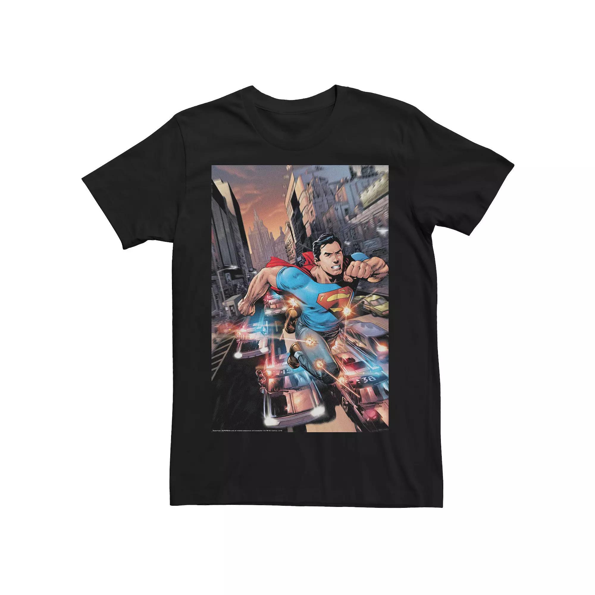 Men's DC Comics Superman Action Poster Graphic Tee, Size: XXL, Black Product Image