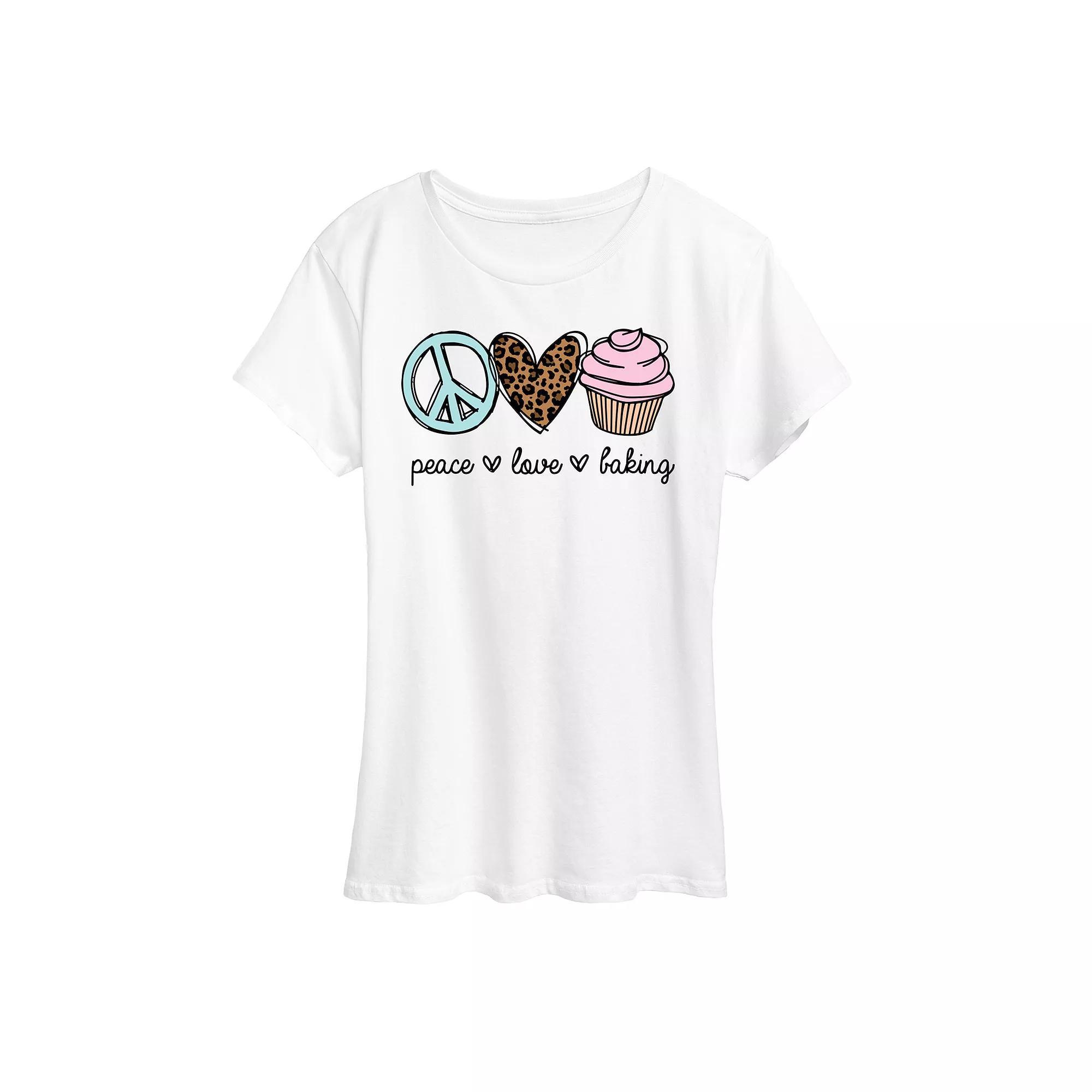 Women's Peace Love Baking Graphic Tee,  Product Image