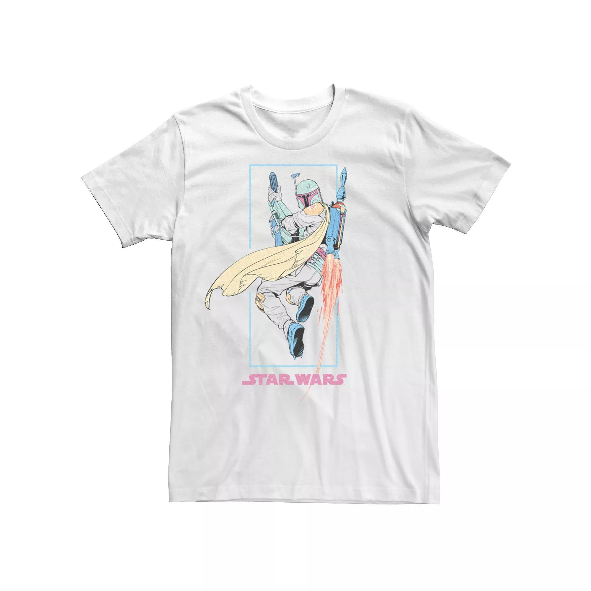 Men's Star Wars The Mandalorioan Boba Fett Flying Poster Tee, Size: Small, White Product Image