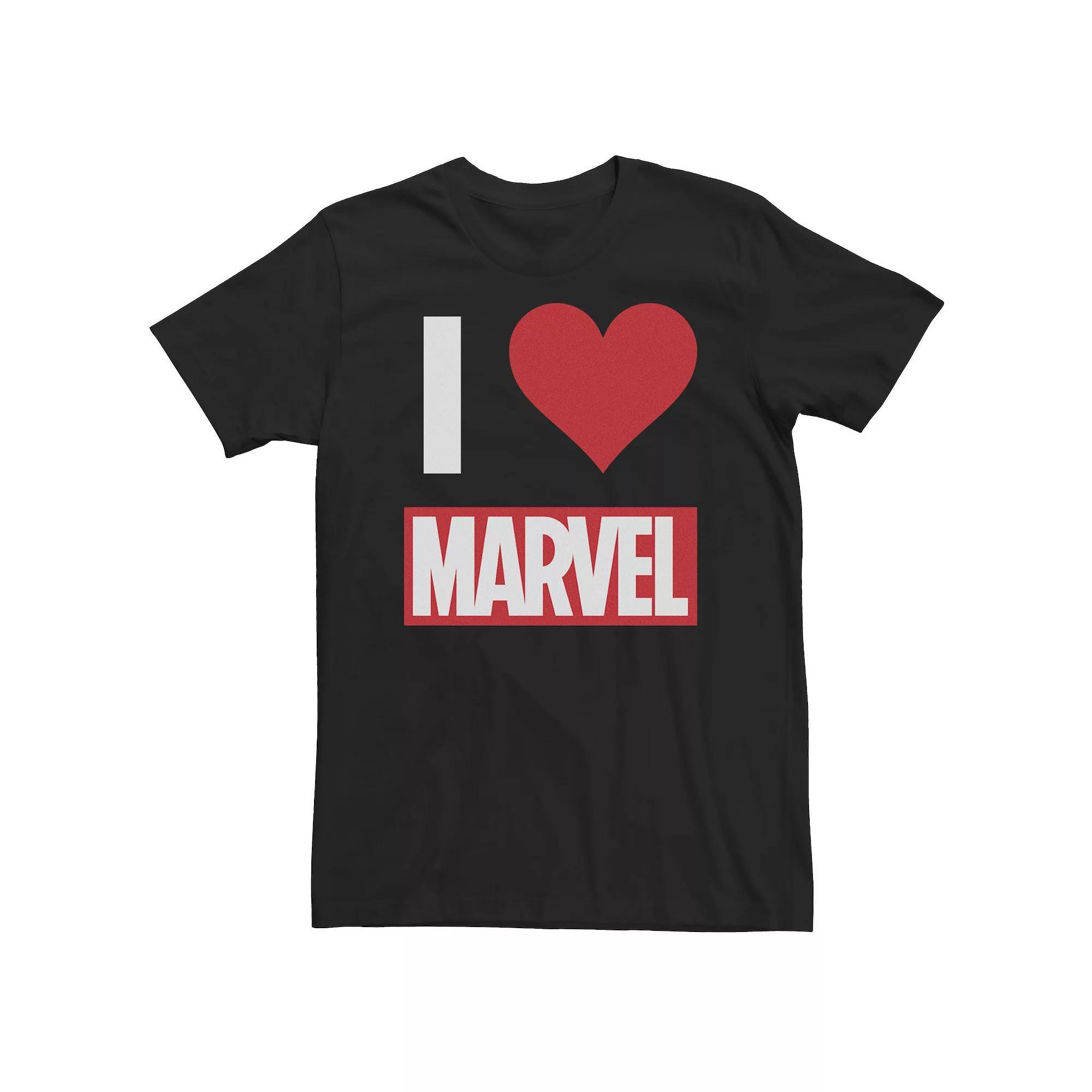 Big & Tall Marvel I HEART MARVEL Ultimate Fan Love Brick Logo Tee, Men's, Size: Large Tall, Black Product Image