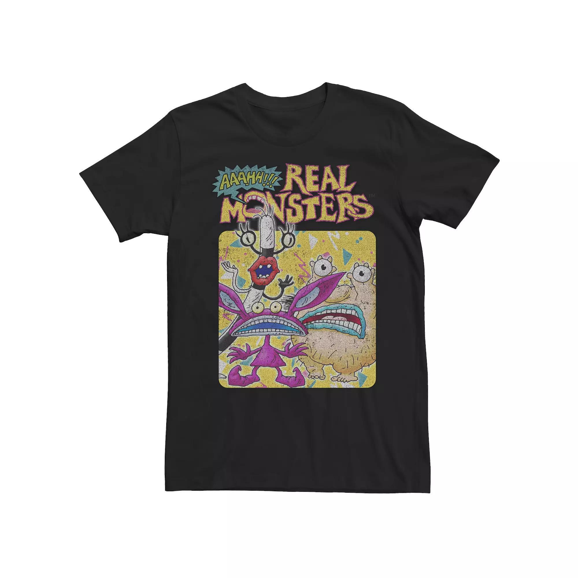 Men's Aaahh!!! Real Monsters Retro Trio Logo Tee, Size: XXL, Black Product Image
