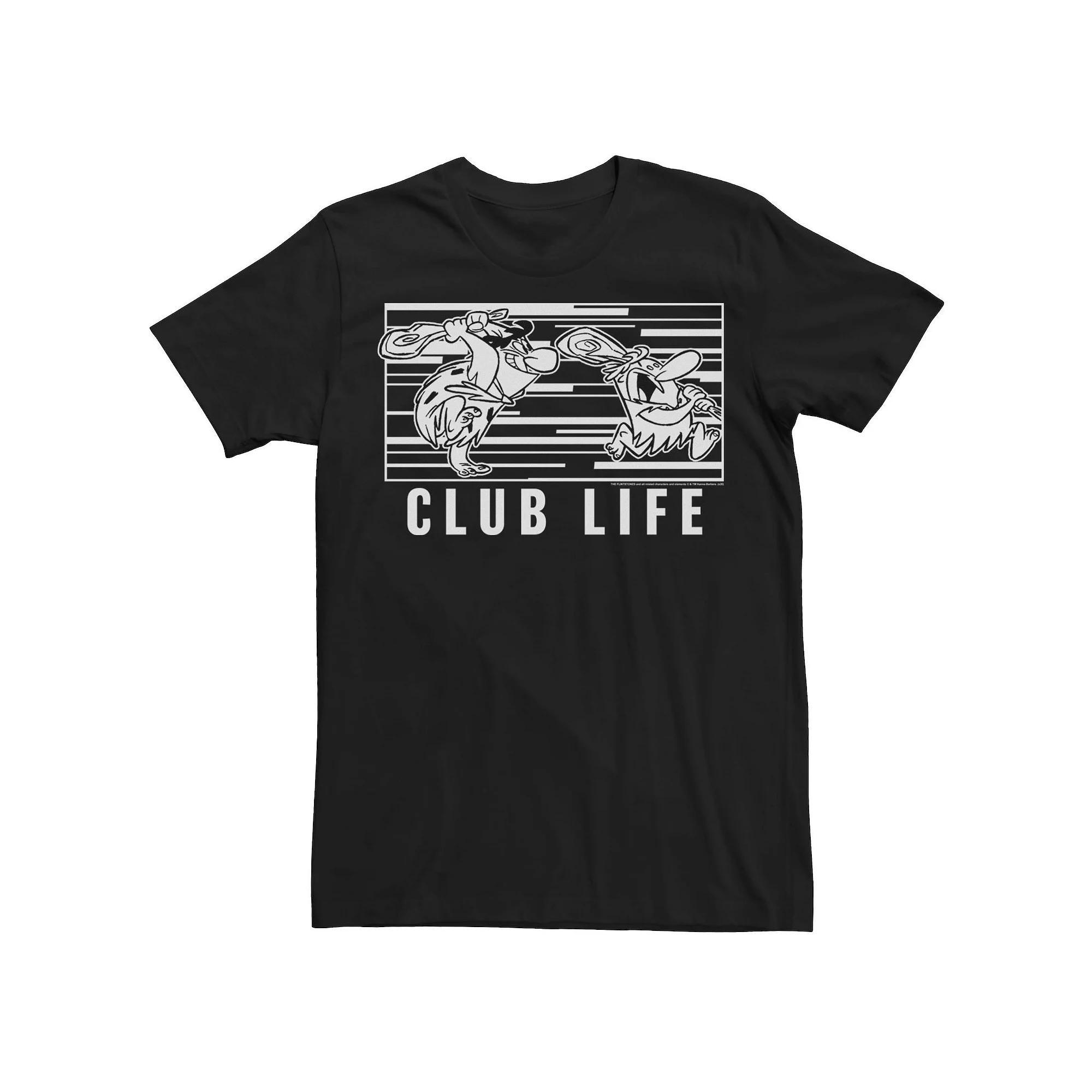Men's Flinstones Club Life Black And White Poster Tee,  Product Image