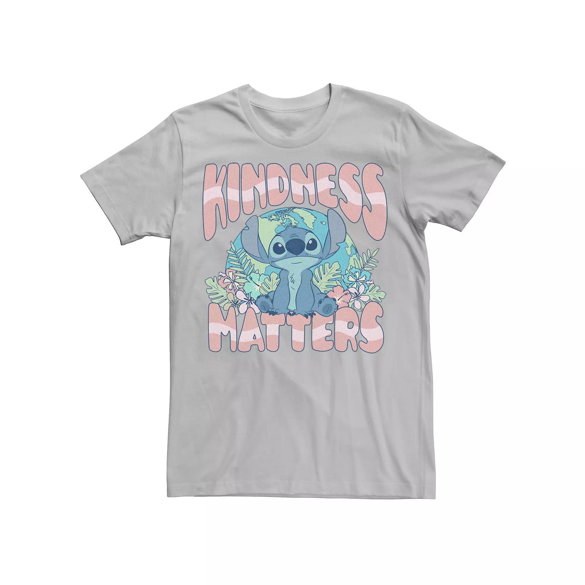Disney's Lilo And Stitch Kindness Matters Floral Earth Men's Tee,  Product Image