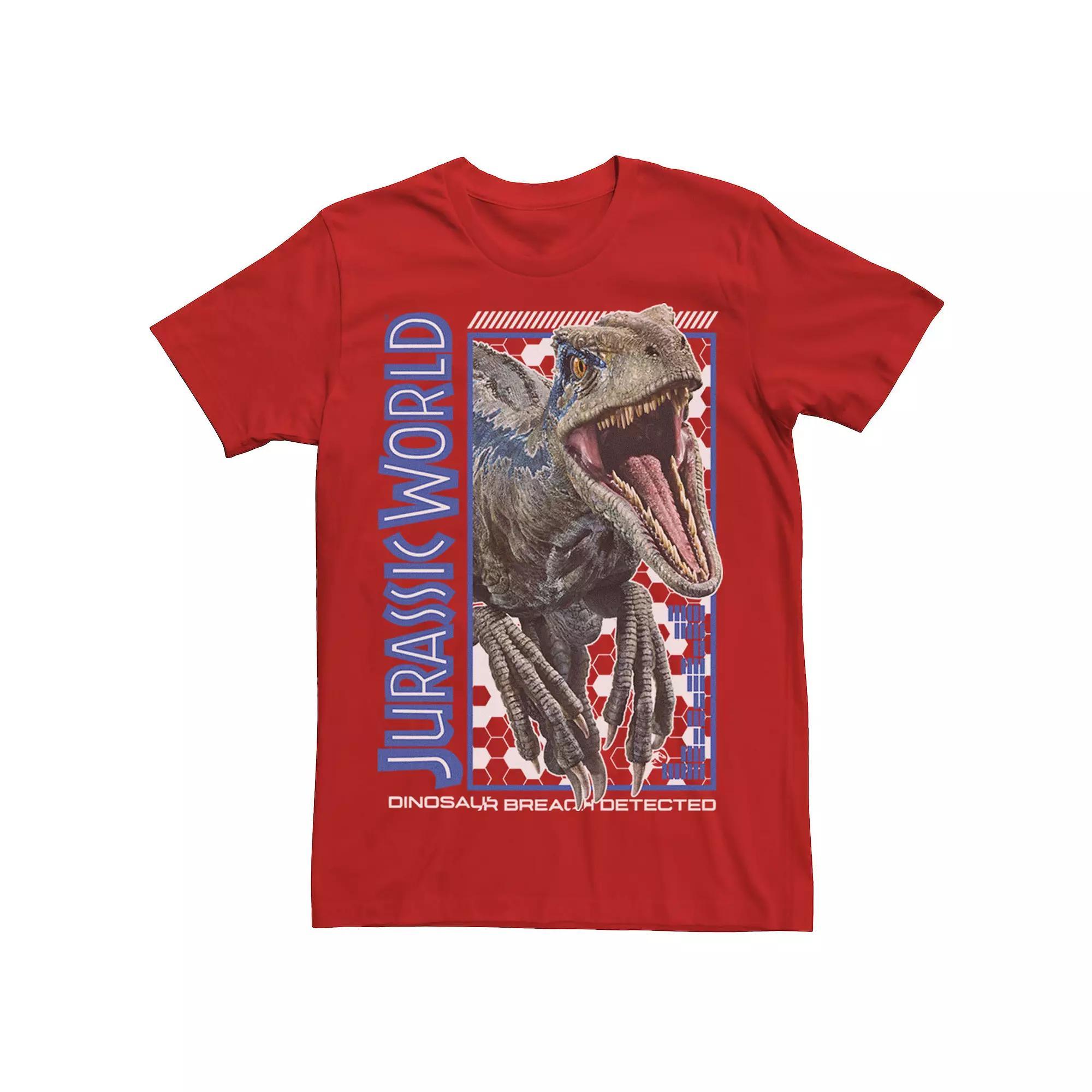 Men's Jurassic World Blue Dino Breach Tee, Size: Medium, Red Product Image