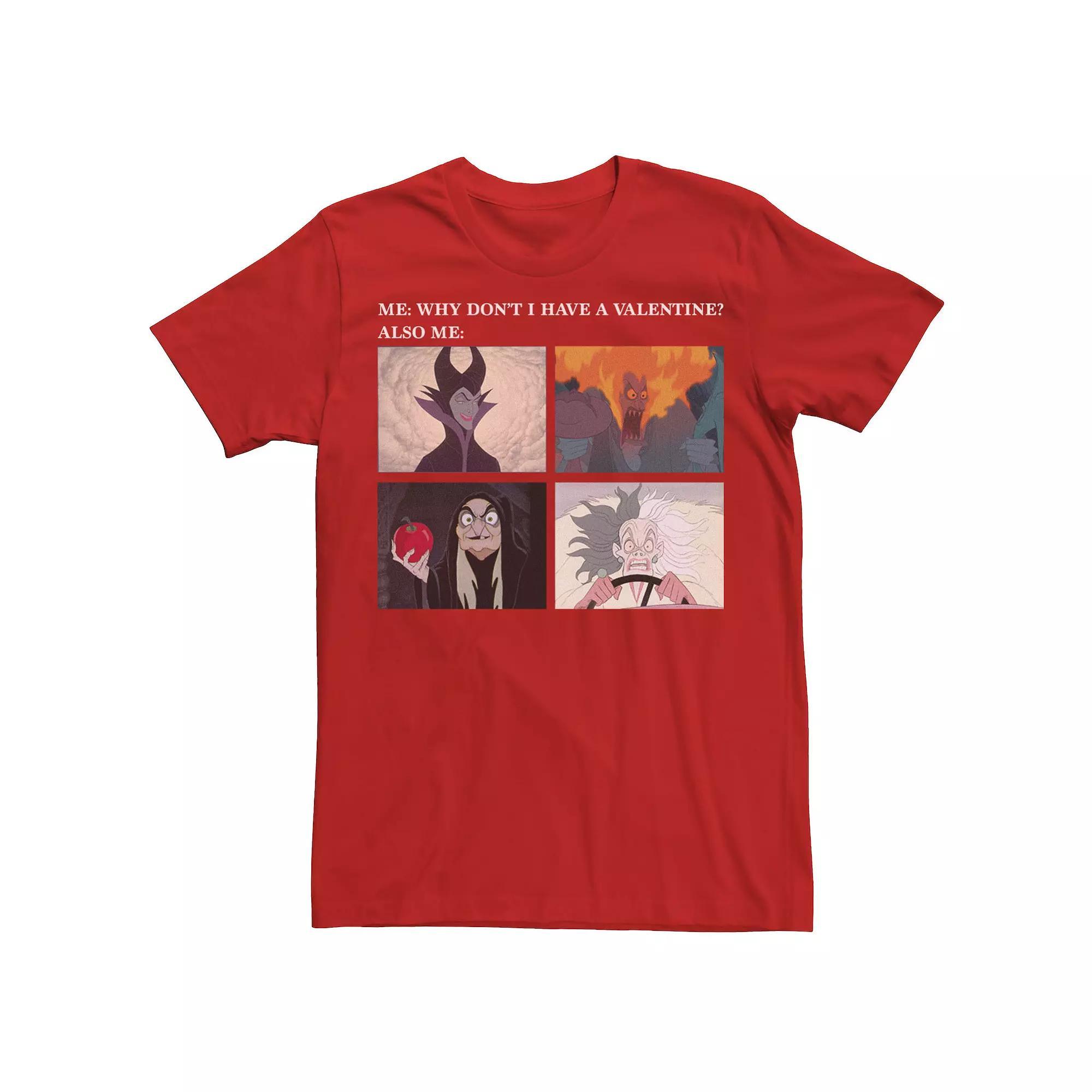 Disney Villains Men's Valentines Why Don't I Have A Valentine Meme Tee,  Product Image