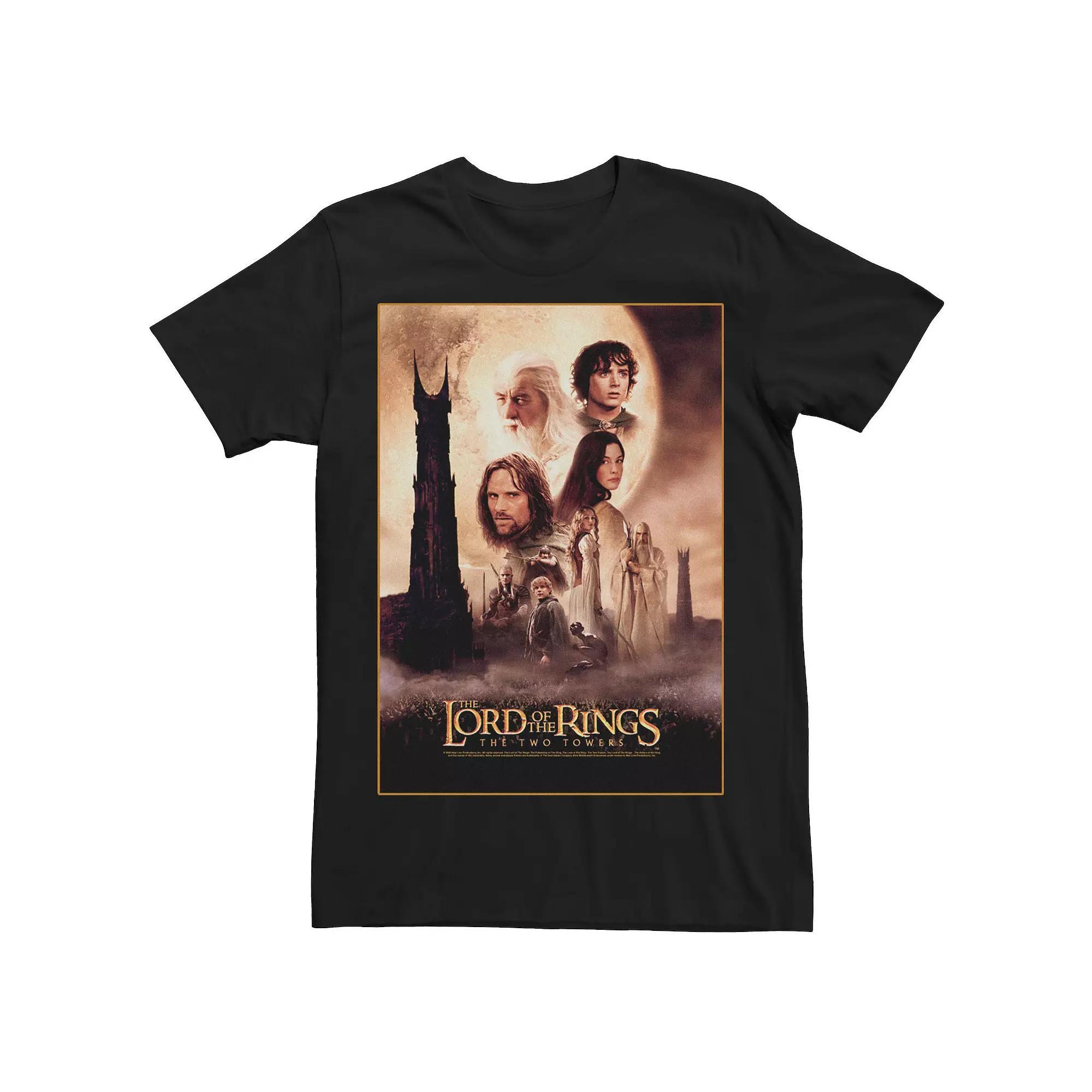 Men's Lord Of The Rings Two Towers Poster Photo Real Tee, Size: XXL, Black Product Image