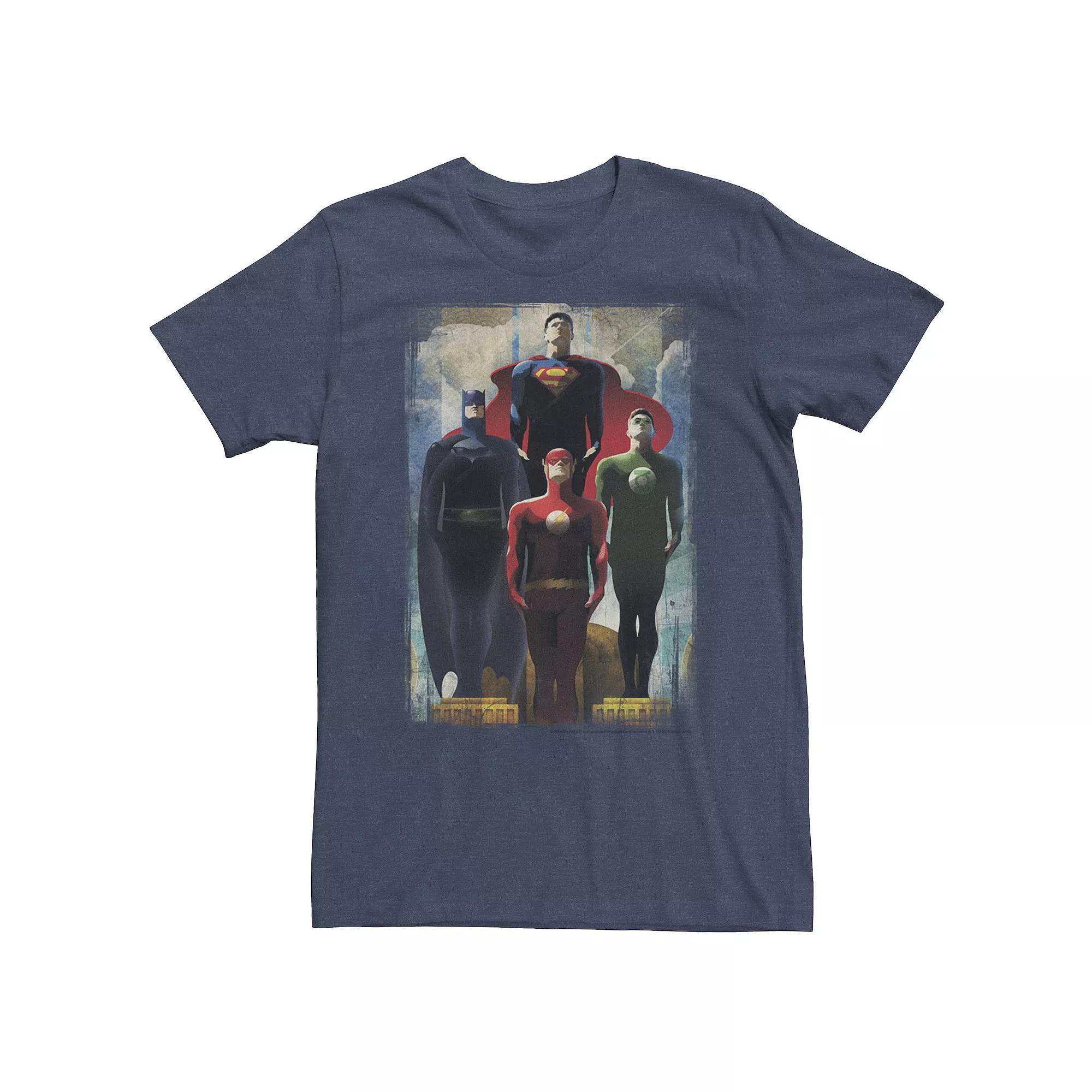 Big & Tall DC Comics Justice League Heroes Look Up Tee, Men's, Size: 4XL, Grey Heather Product Image