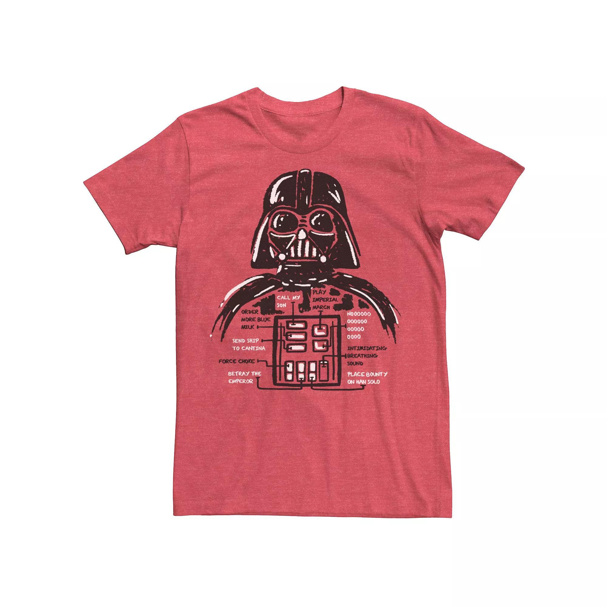 Men's Star Wars Darth Vader Button Options Doodle Tee, Size: Large, Red Grey Product Image