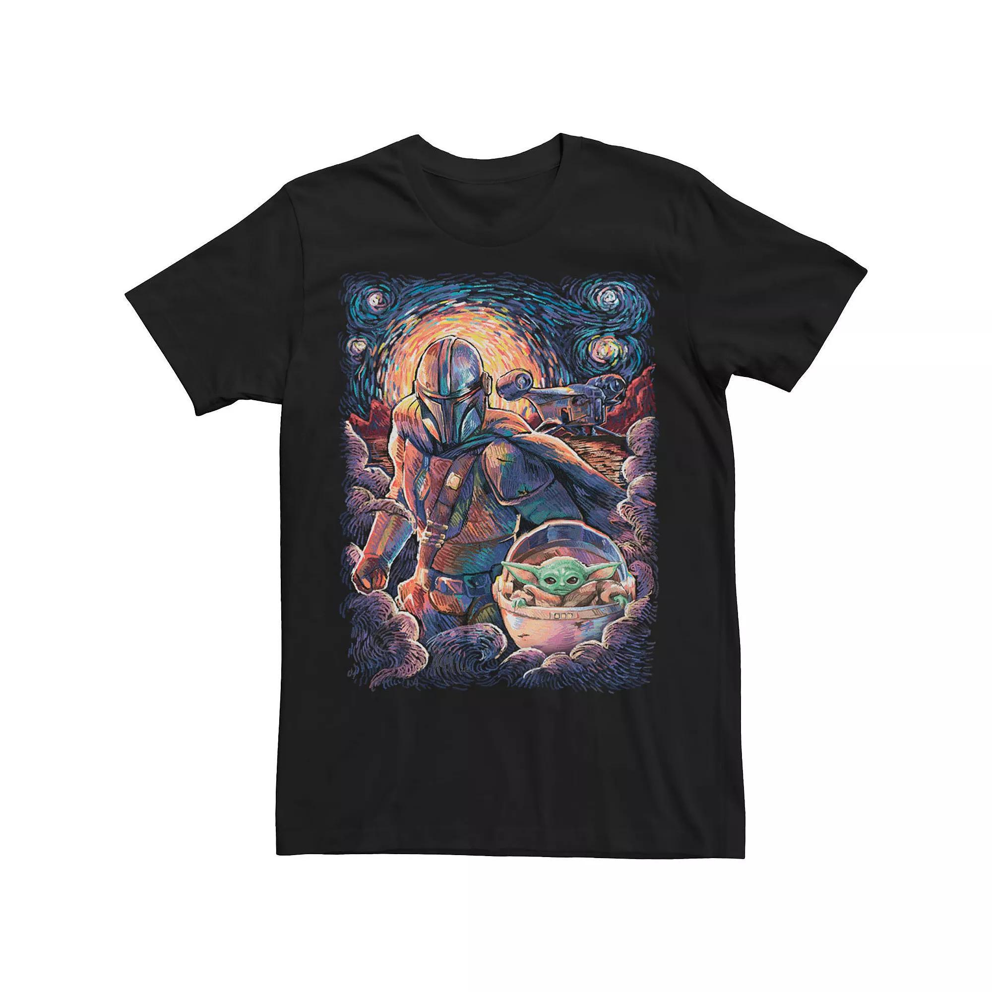 Men's Star Wars The Mandalorian The Child aka Baby Yoda Razor Painty Stars Artsy Tee, Size: Medium, Black Product Image