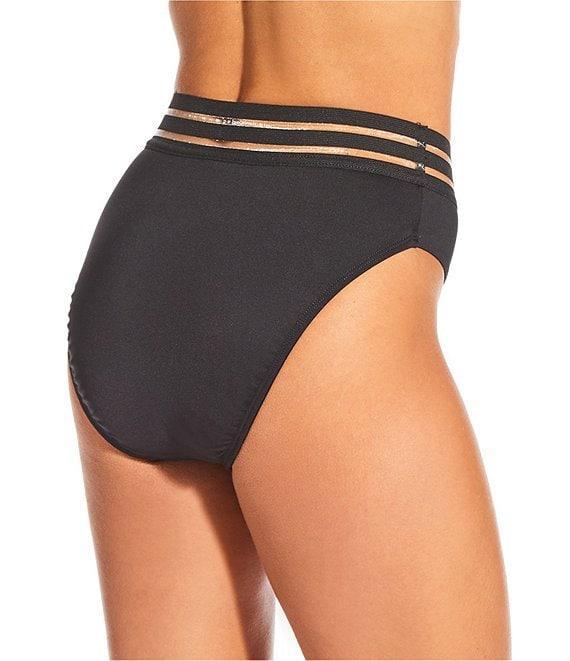 Gibson & Latimer Illusion Solid Banded High Waisted Swim Bottom Product Image