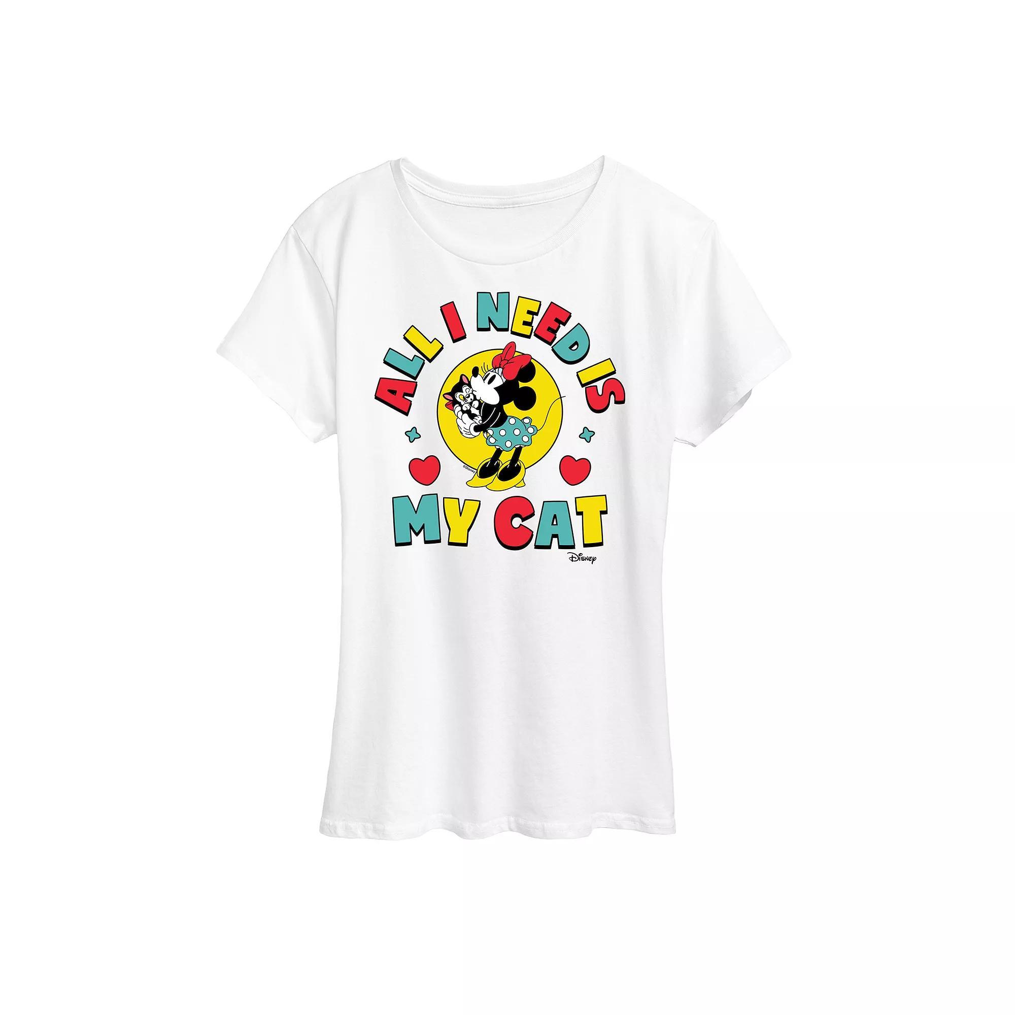 Disney's Minnie Mouse & Figaro Plus All I Need Is My Cat Graphic Tee, Women's,  Product Image