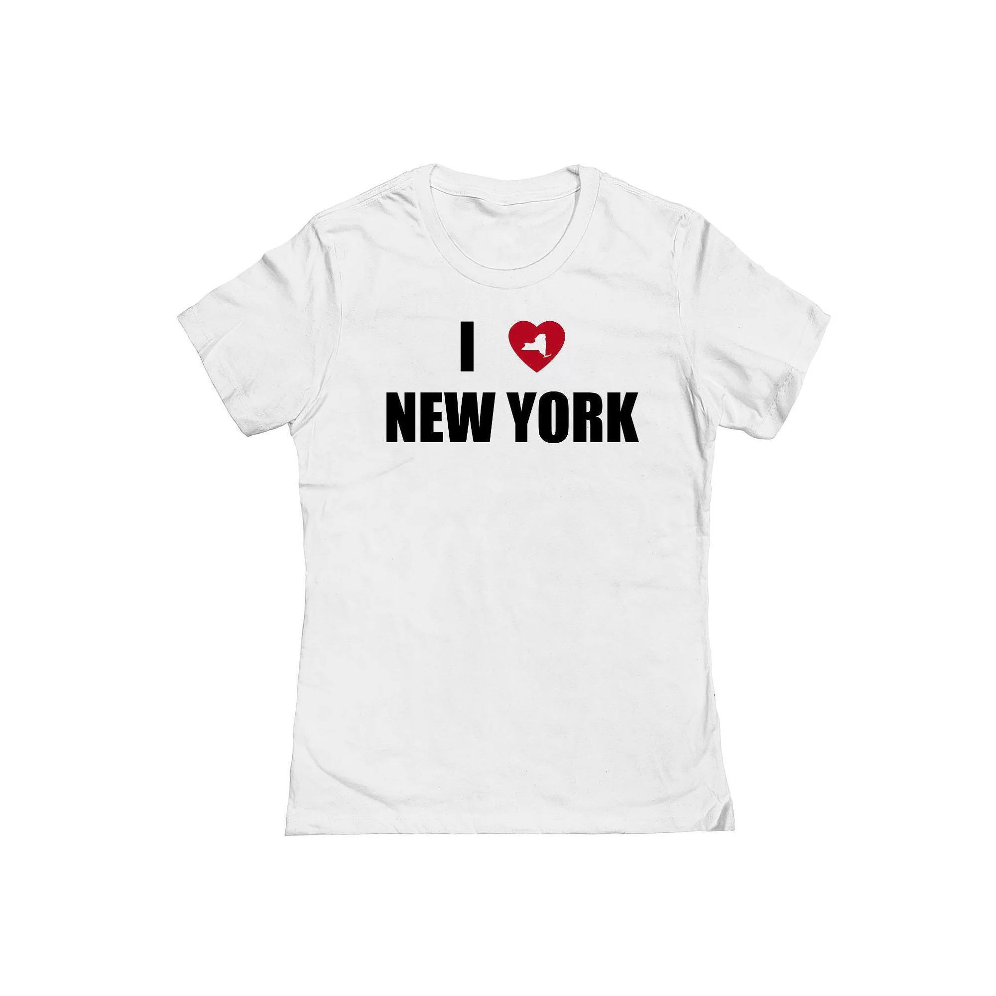 Junior's I Heart New York State Graphic Tee, Women's, Size: Large, White Product Image