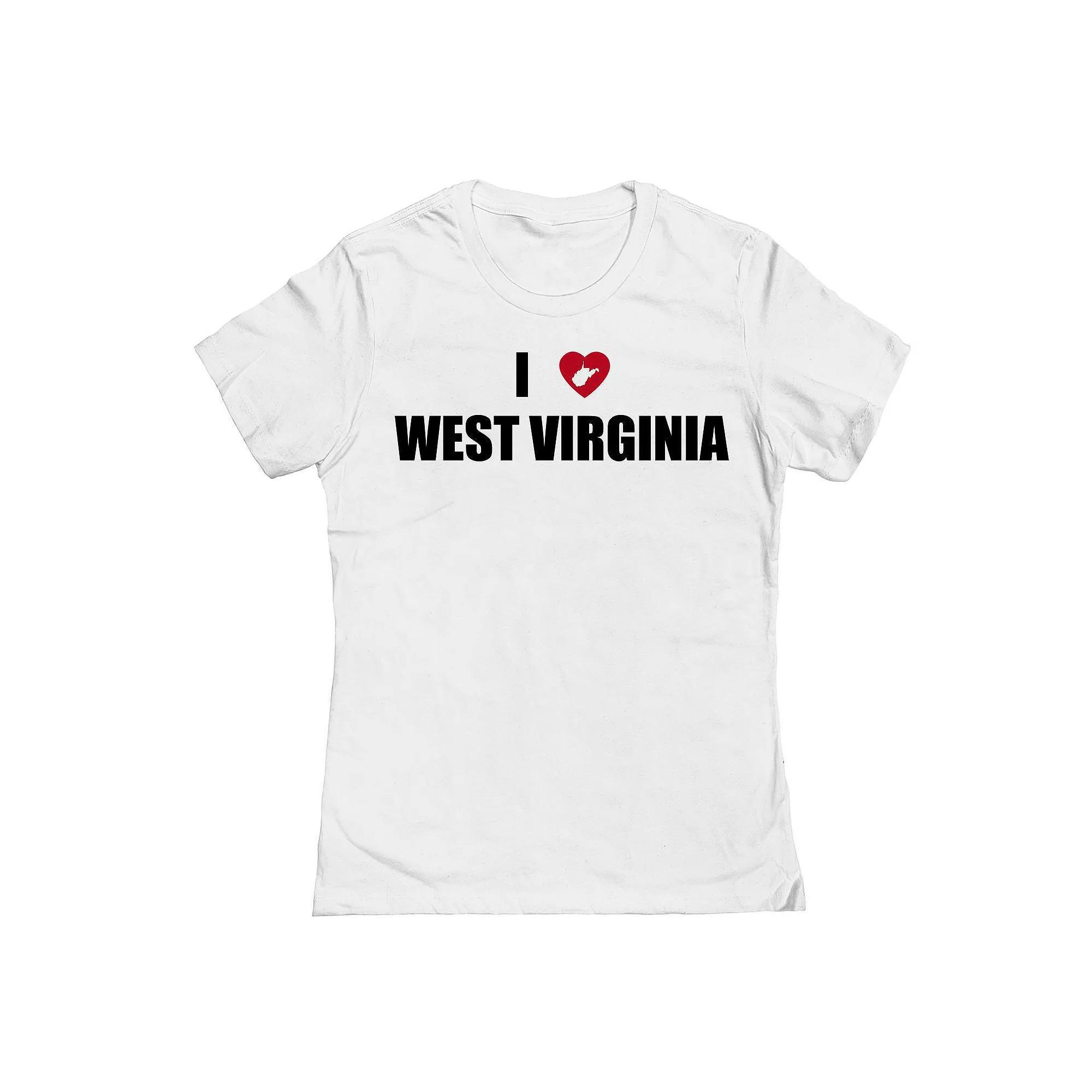 Junior's I Heart West Virginia Graphic Tee, Women's,  Product Image