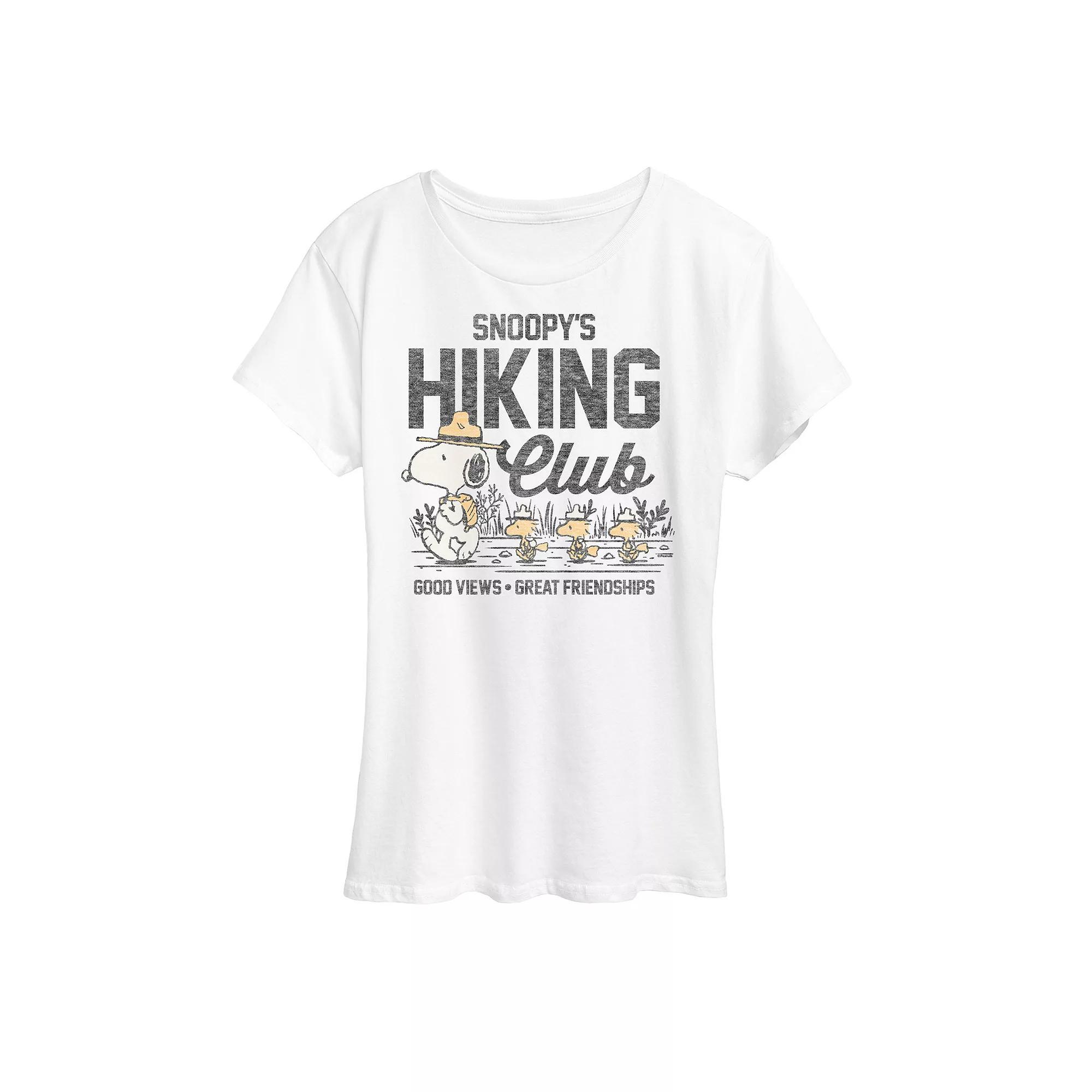 Women's Peanuts Snoopy's Hiking Club Graphic Tee, Size: Large, White Product Image