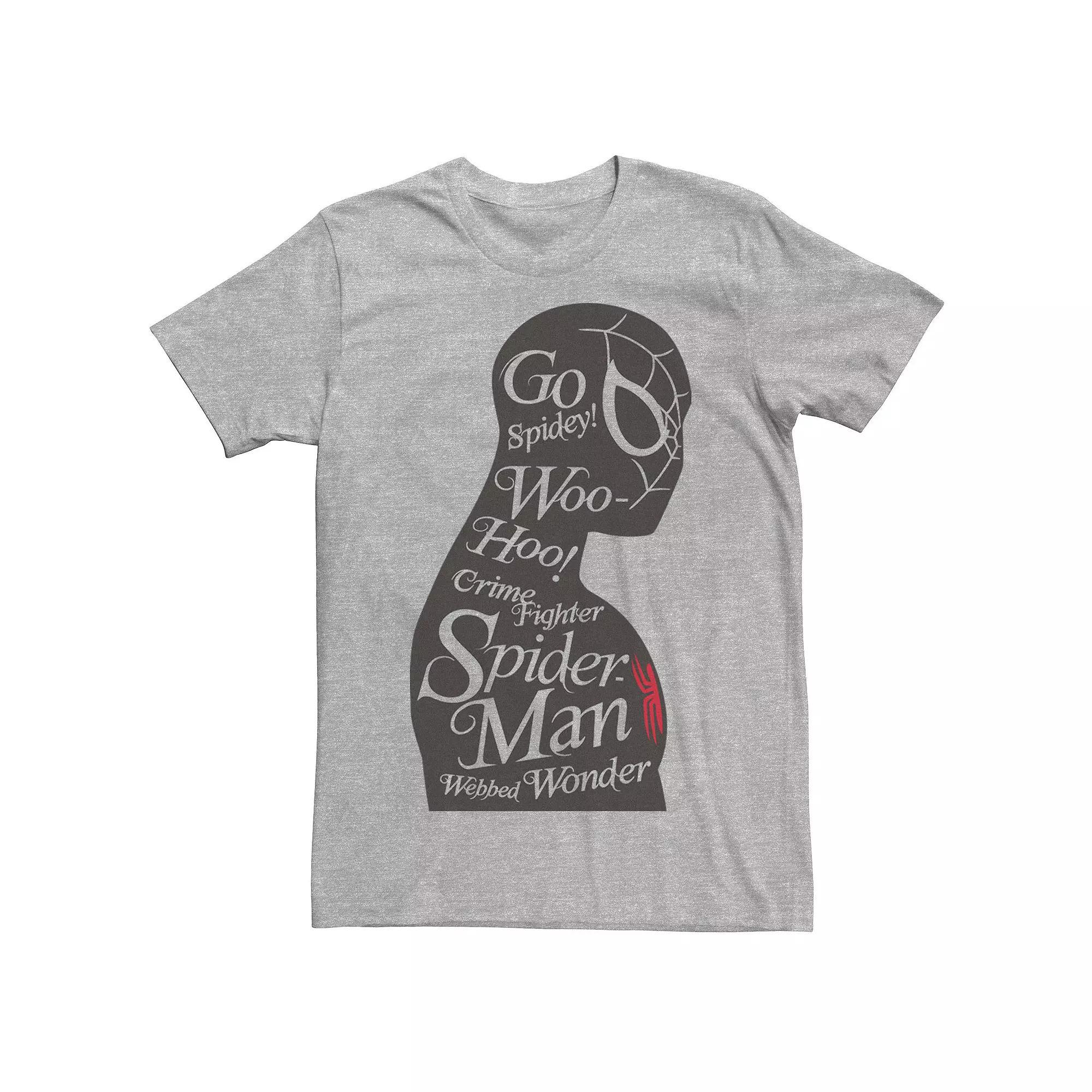 Men's Marvel Spider-Man Woo Hoo! Silhouette Text Tee, Size: XXL, Athletic Grey Product Image