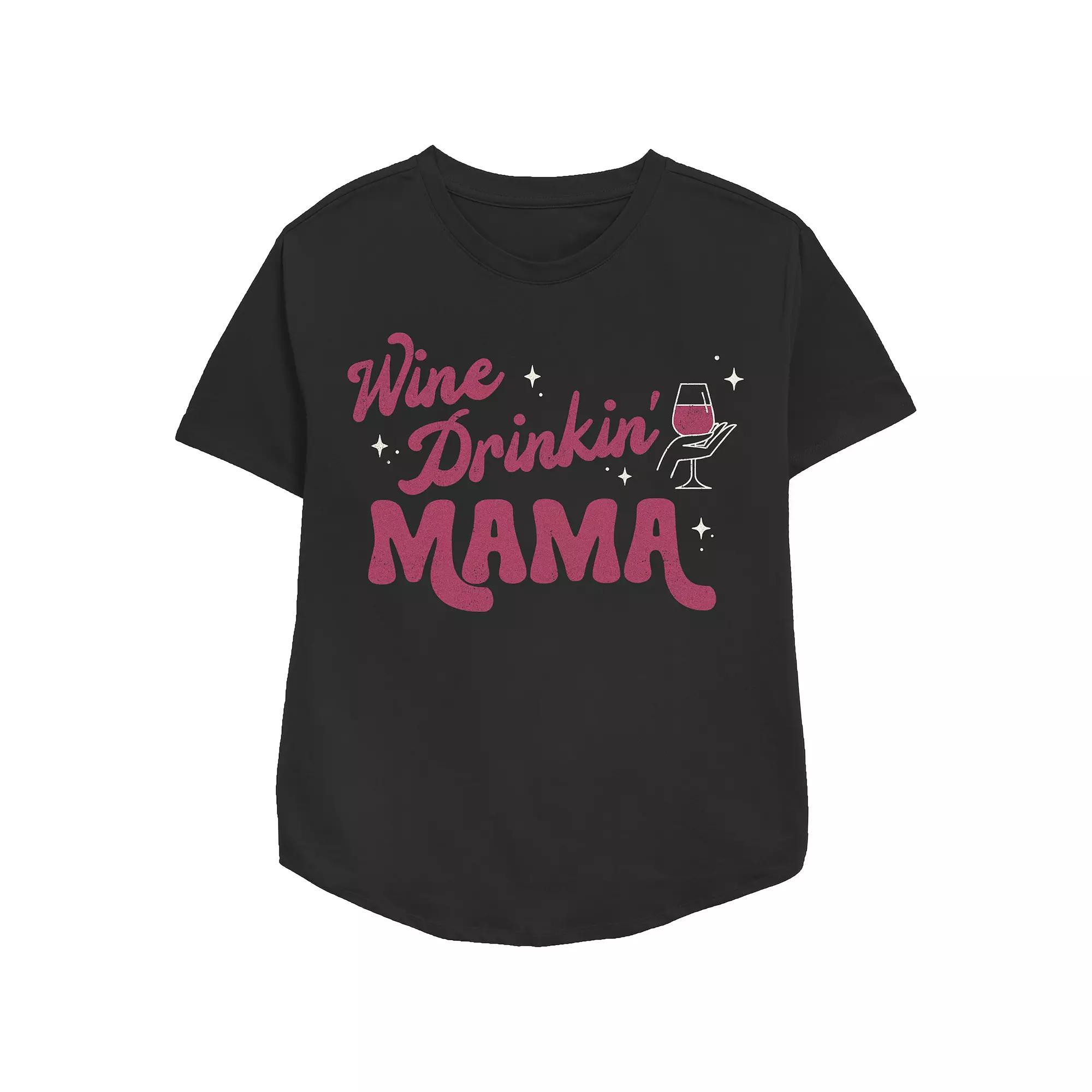 Women's Wine Drinking Mama Relaxed Fit Graphic Tee,  Product Image