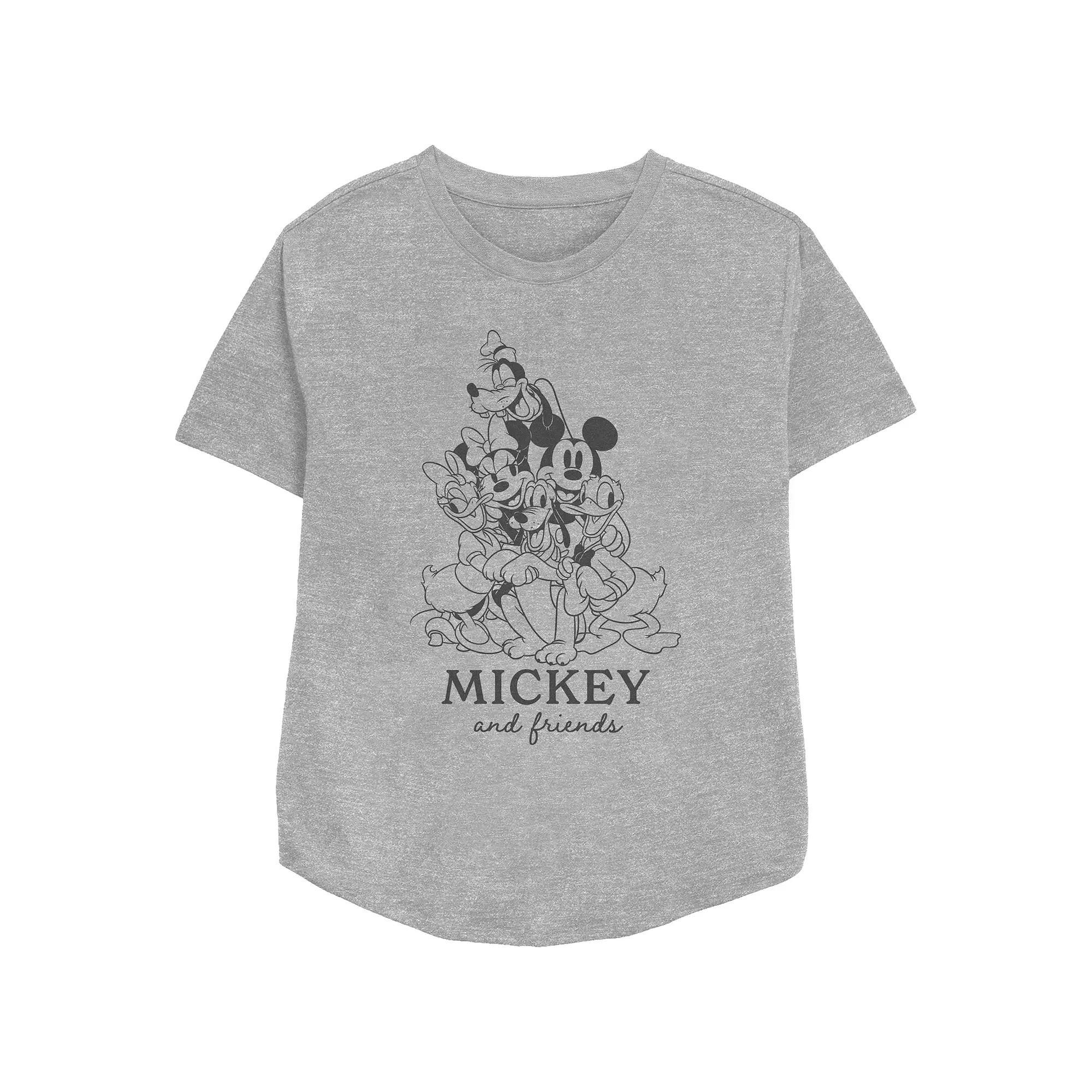 Disney's Mickey Mouse And Friends Group Hug Women's Relaxed Fit Graphic Tee, Size: XXL, Athletic Grey Product Image