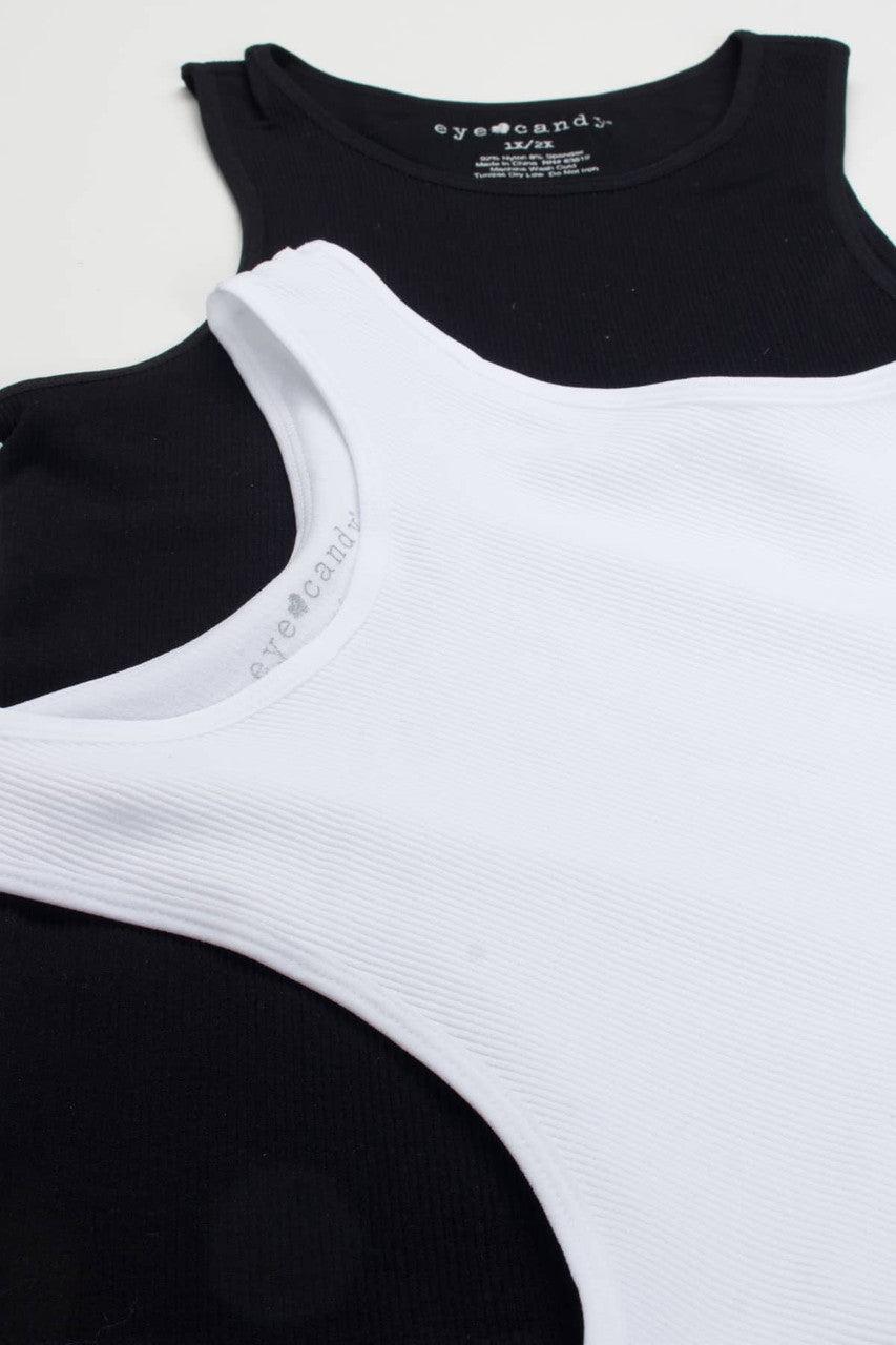 White Ribbed Seamless Tank (Extended Sizes) Product Image