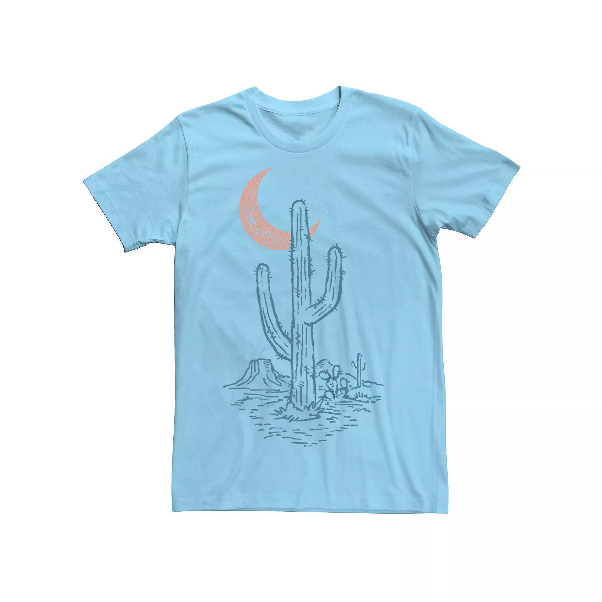 Men's Cactus Moon Desert Graphic Tee, Size: Small, Light Blue Product Image