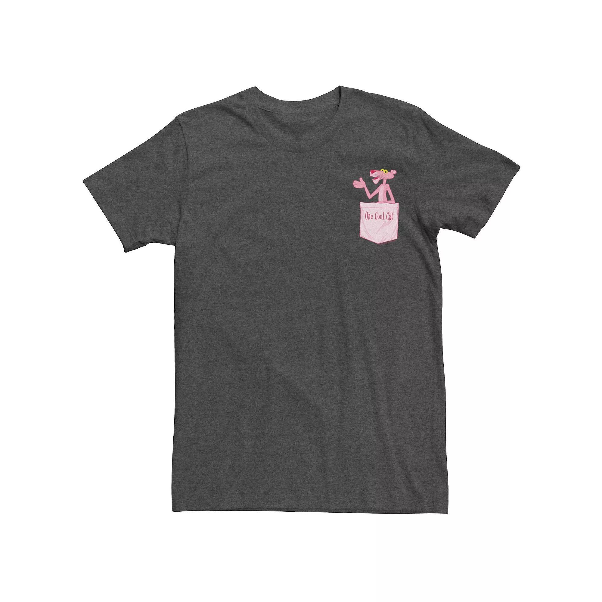 Men's The Pink Panther One Cool Cat Faux Pocket Tee, Size: Large, Grey Heather Product Image