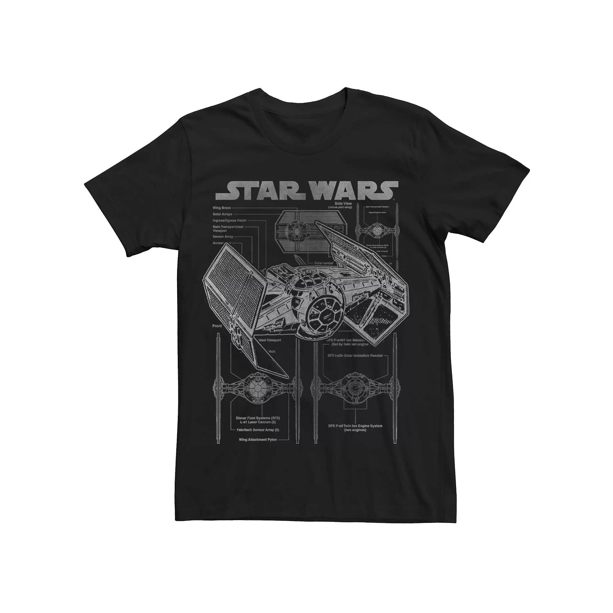 Men's Star Wars Schematics Graphic Tee, Size: XL, Black Product Image