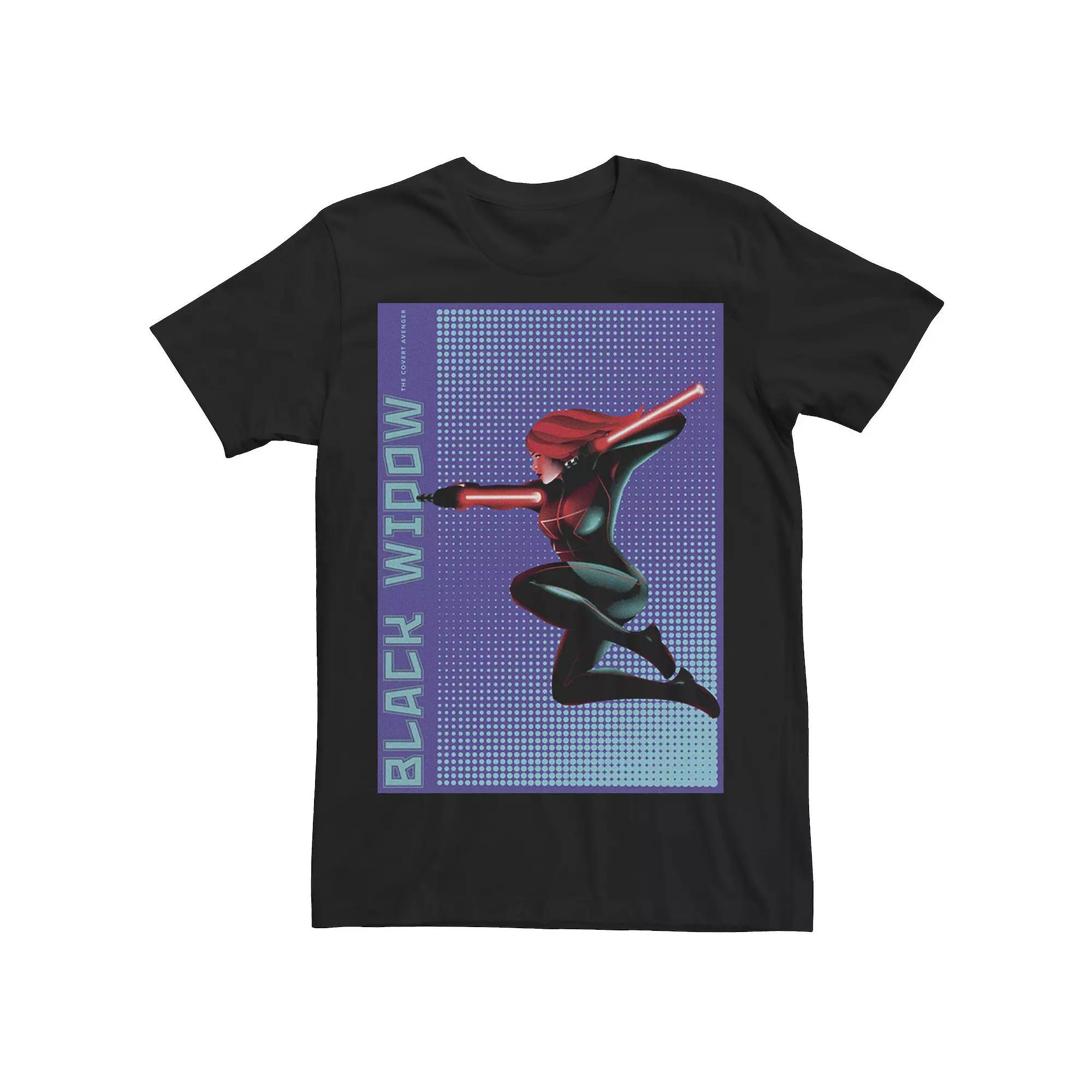 Men's Marvel Black Widow Halftone Pop Art Poster Graphic Tee,  Product Image