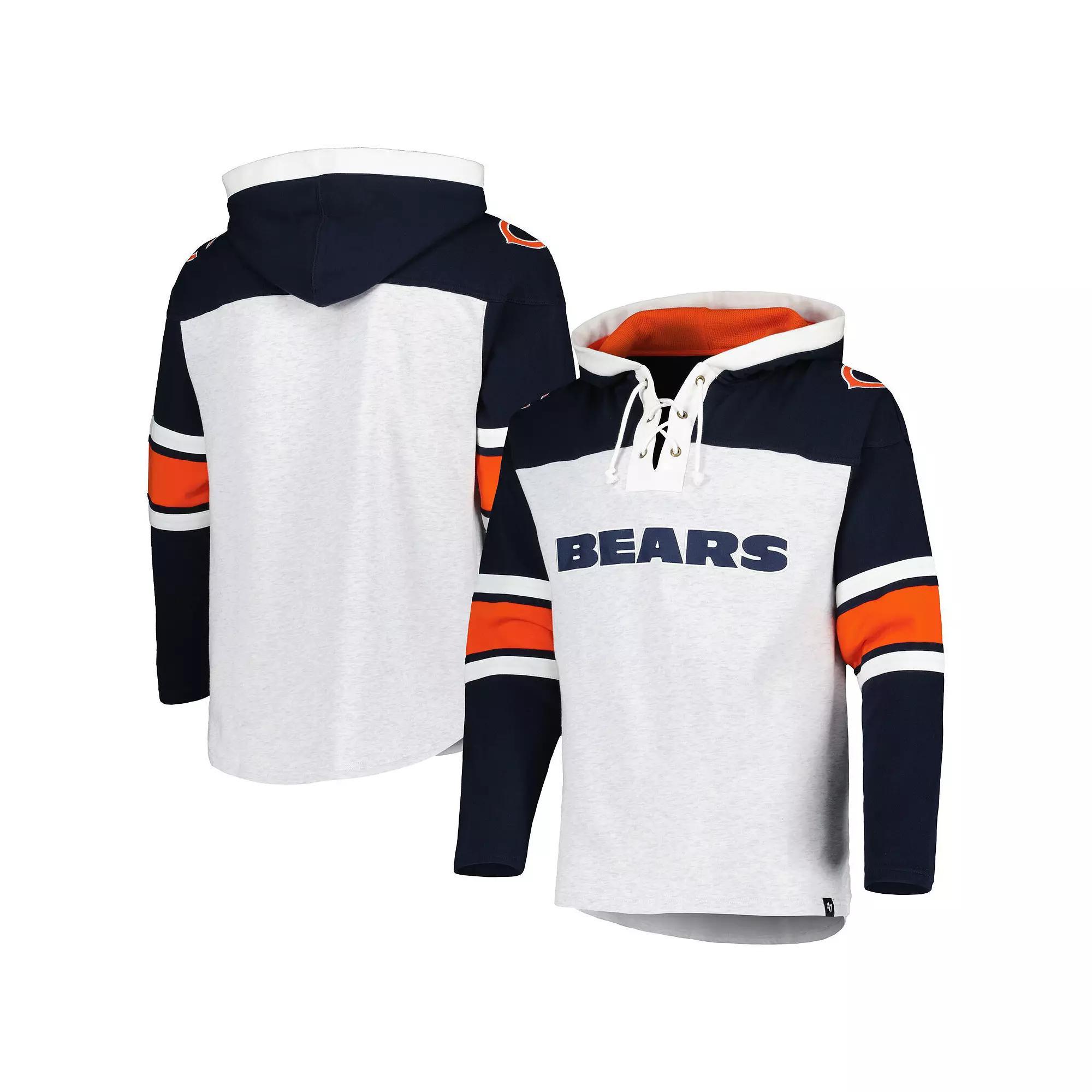 Men's '47 Chicago Bears Heather Gray Gridiron Lace-Up Pullover Hoodie,  Product Image