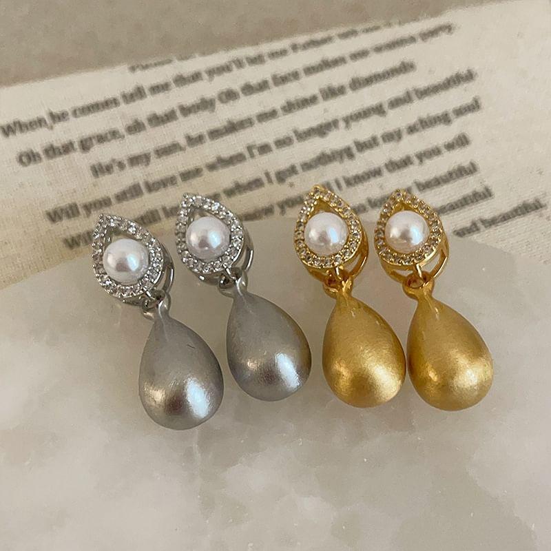 Faux Pearl Rhinestone Drop Earring Product Image