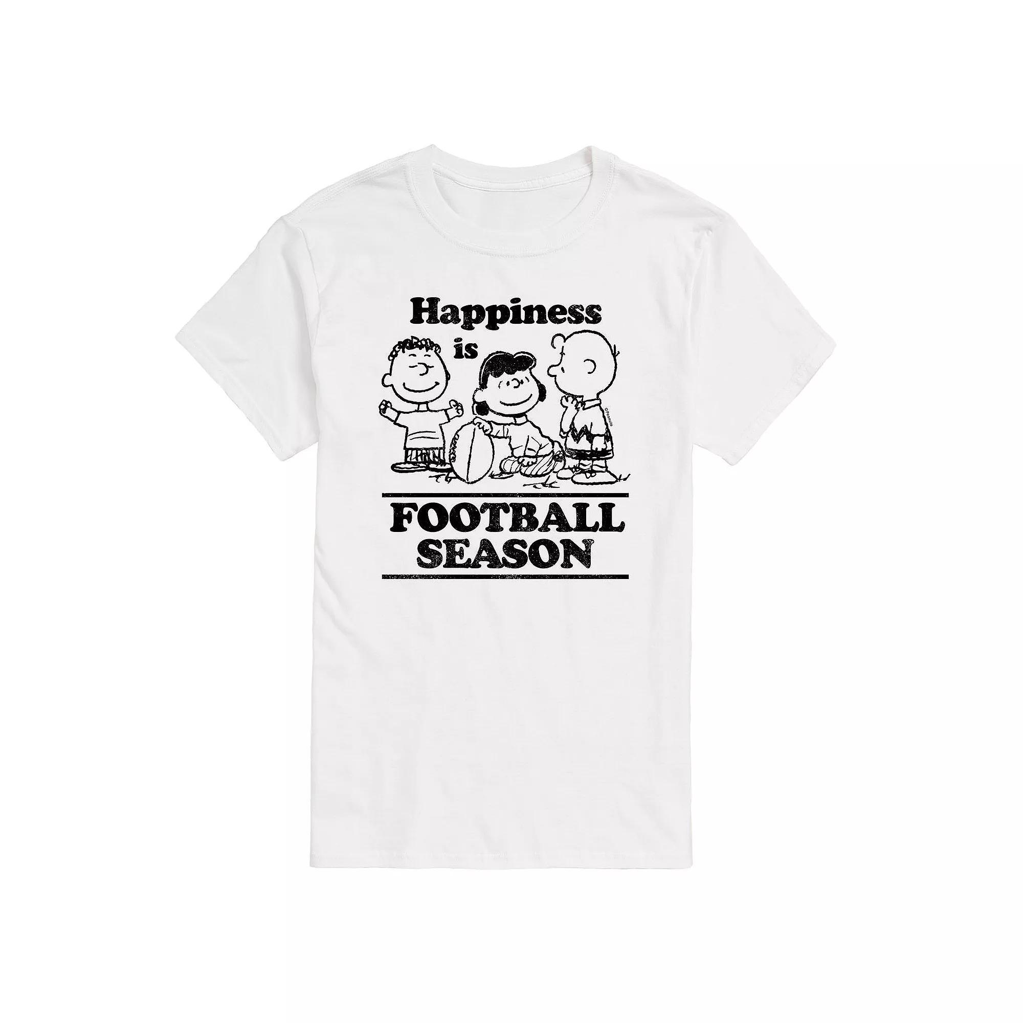 Men's Peanuts Happiness Is Football Season Tee, Size: XL, White Product Image