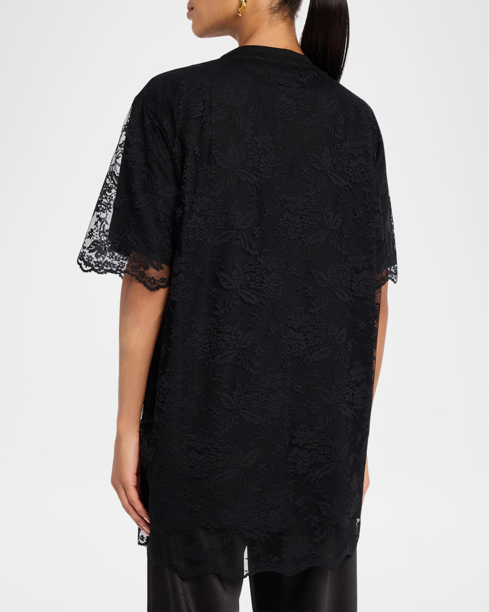 Relaxed-Fit Lace T-Shirt Product Image