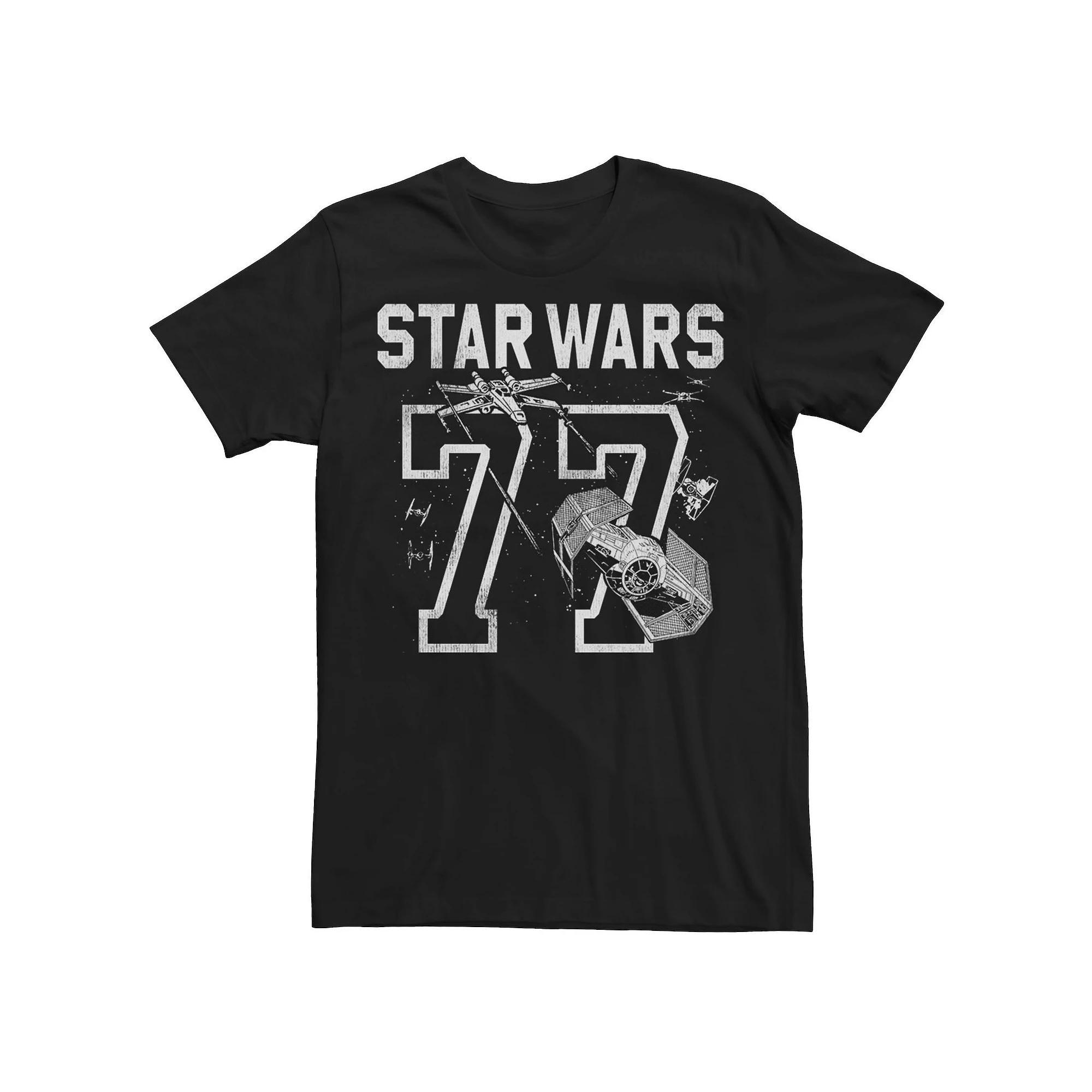 Men's Star Wars '77 Collegiate Jersey Dog Fight Tee, Size: Small, Black Product Image