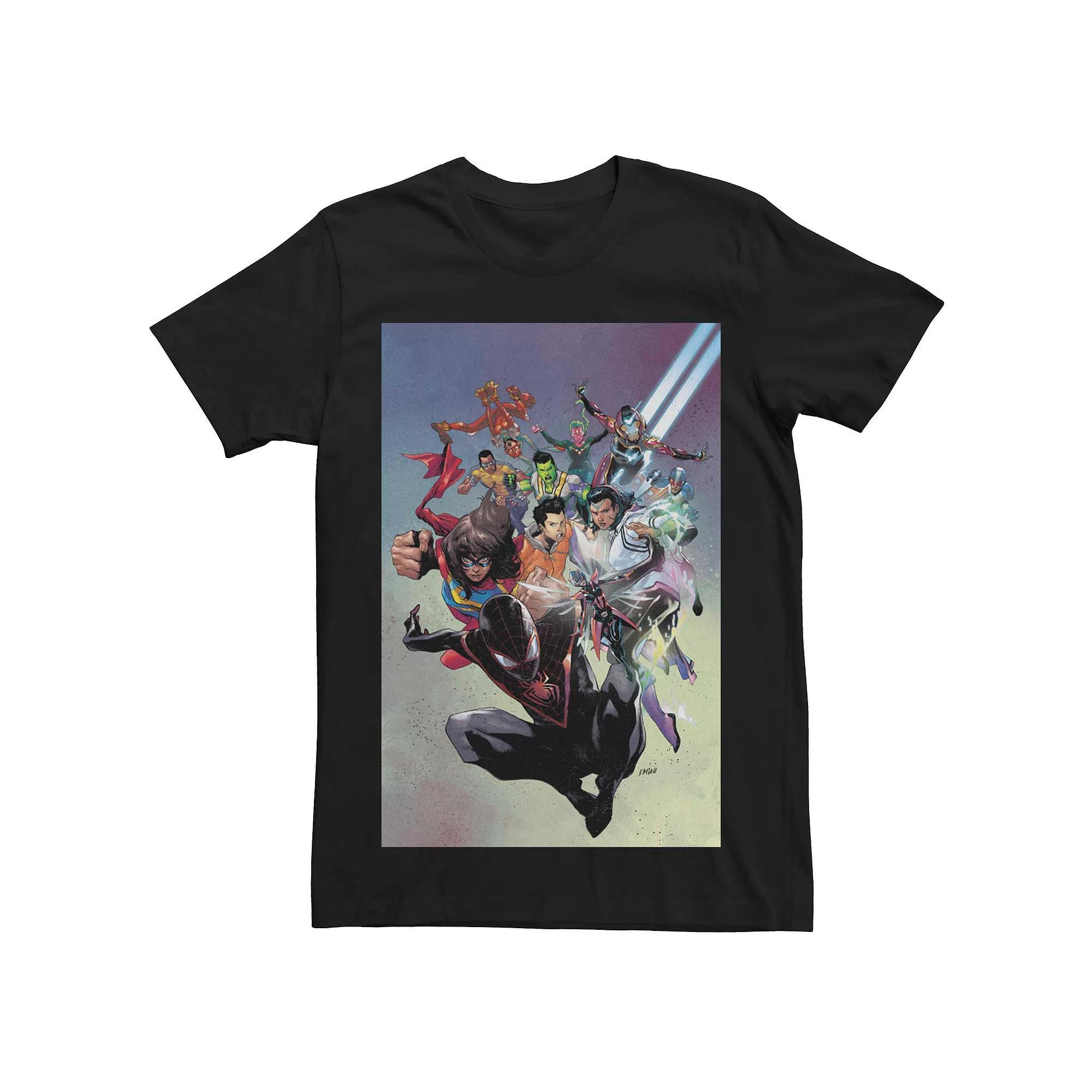 Men's Marvel's Spider-Man Miles Group Comic Cover Tee,  Product Image