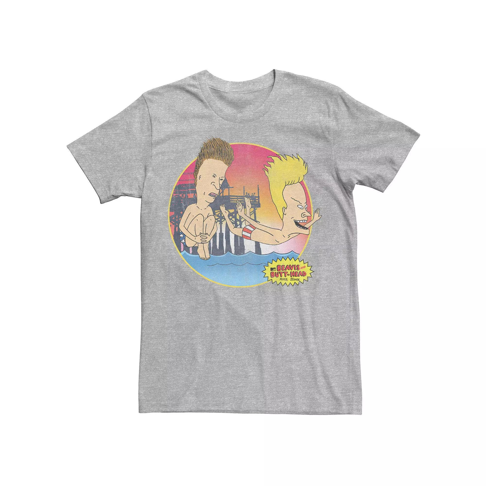 Men's Beavis & Butthead Belly Flop Beach Surf Portrait Tee,  Product Image